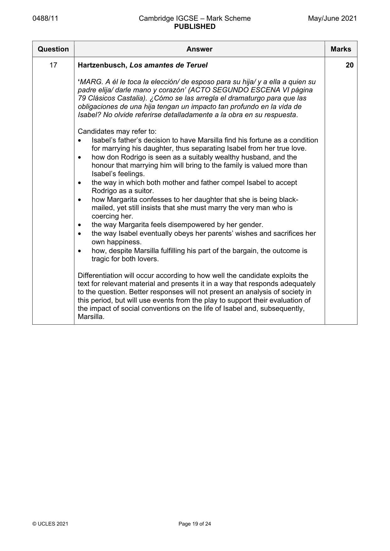 Mark scheme, page 19 of 24