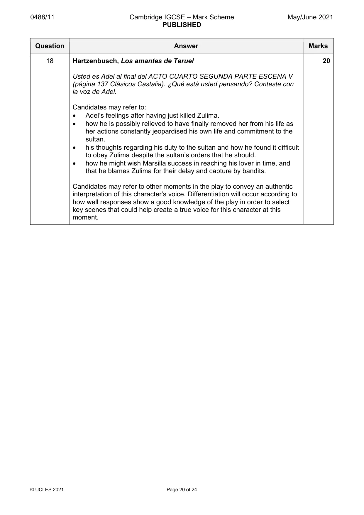 Mark scheme, page 20 of 24