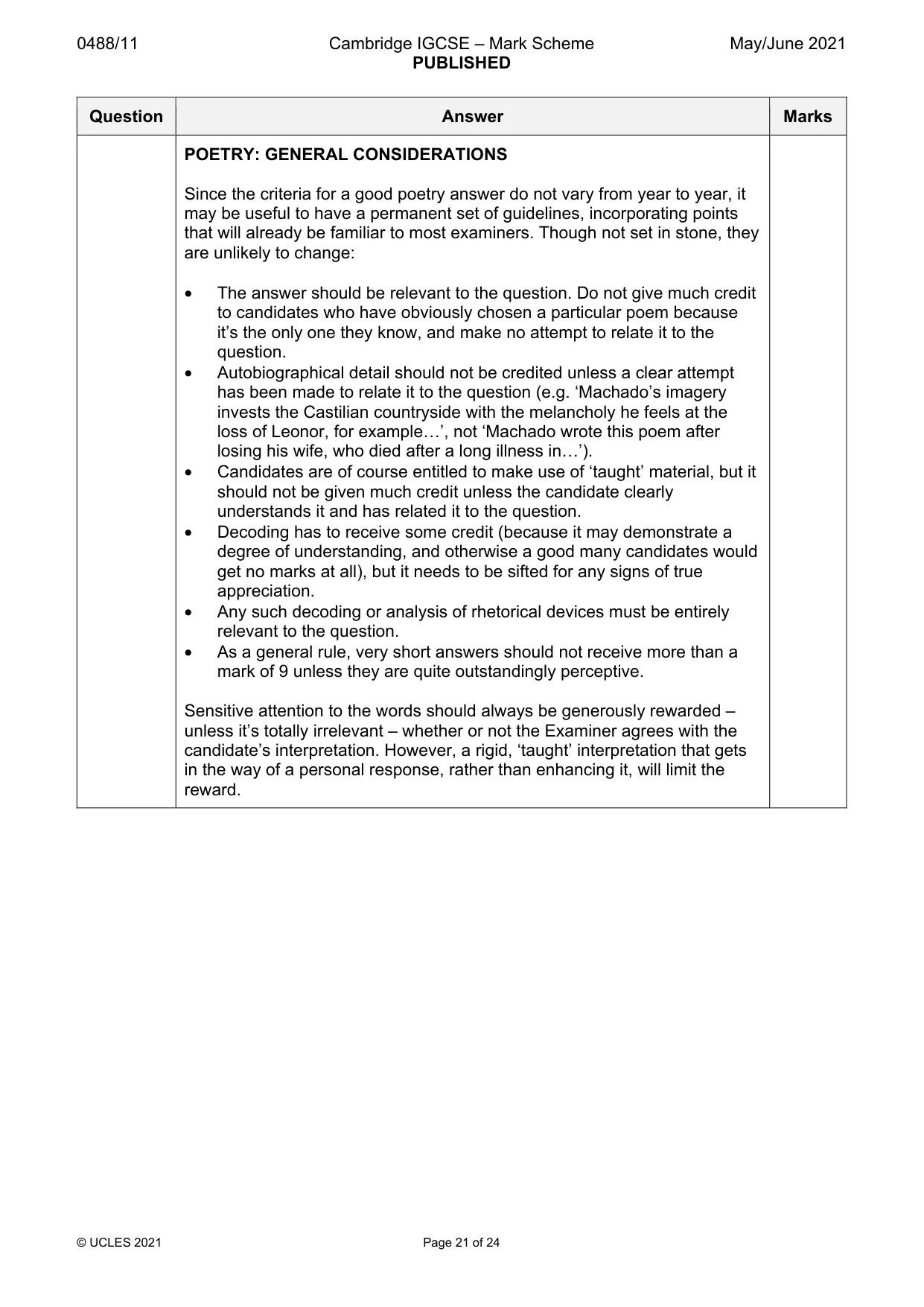 Mark scheme, page 21 of 24