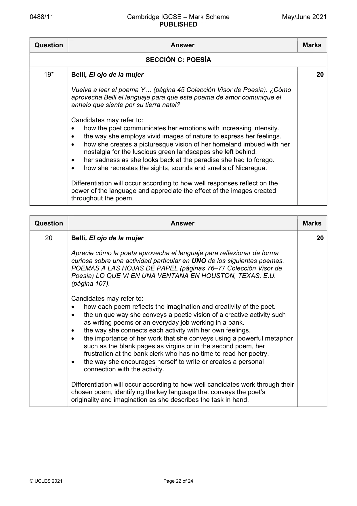 Mark scheme, page 22 of 24