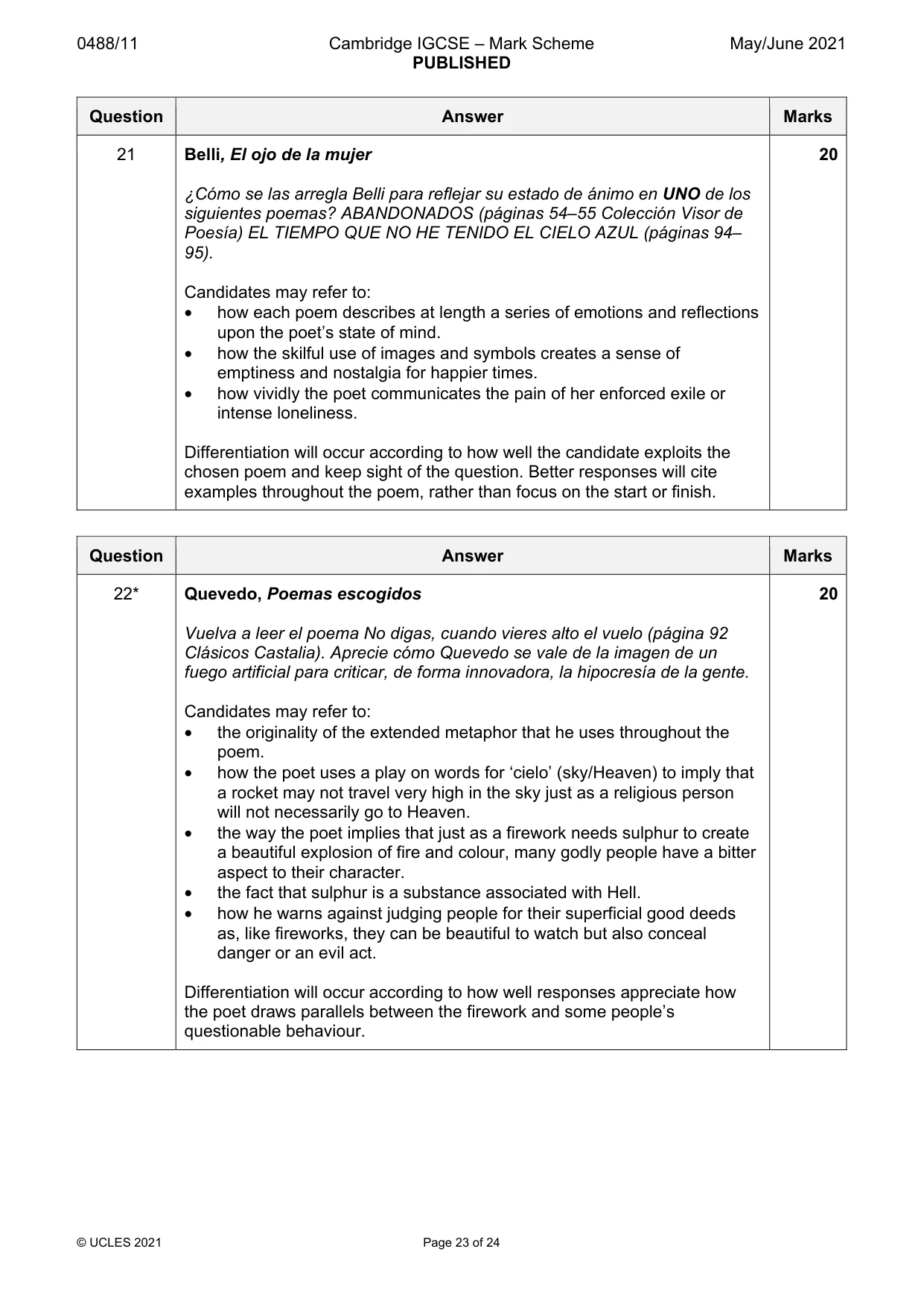 Mark scheme, page 23 of 24