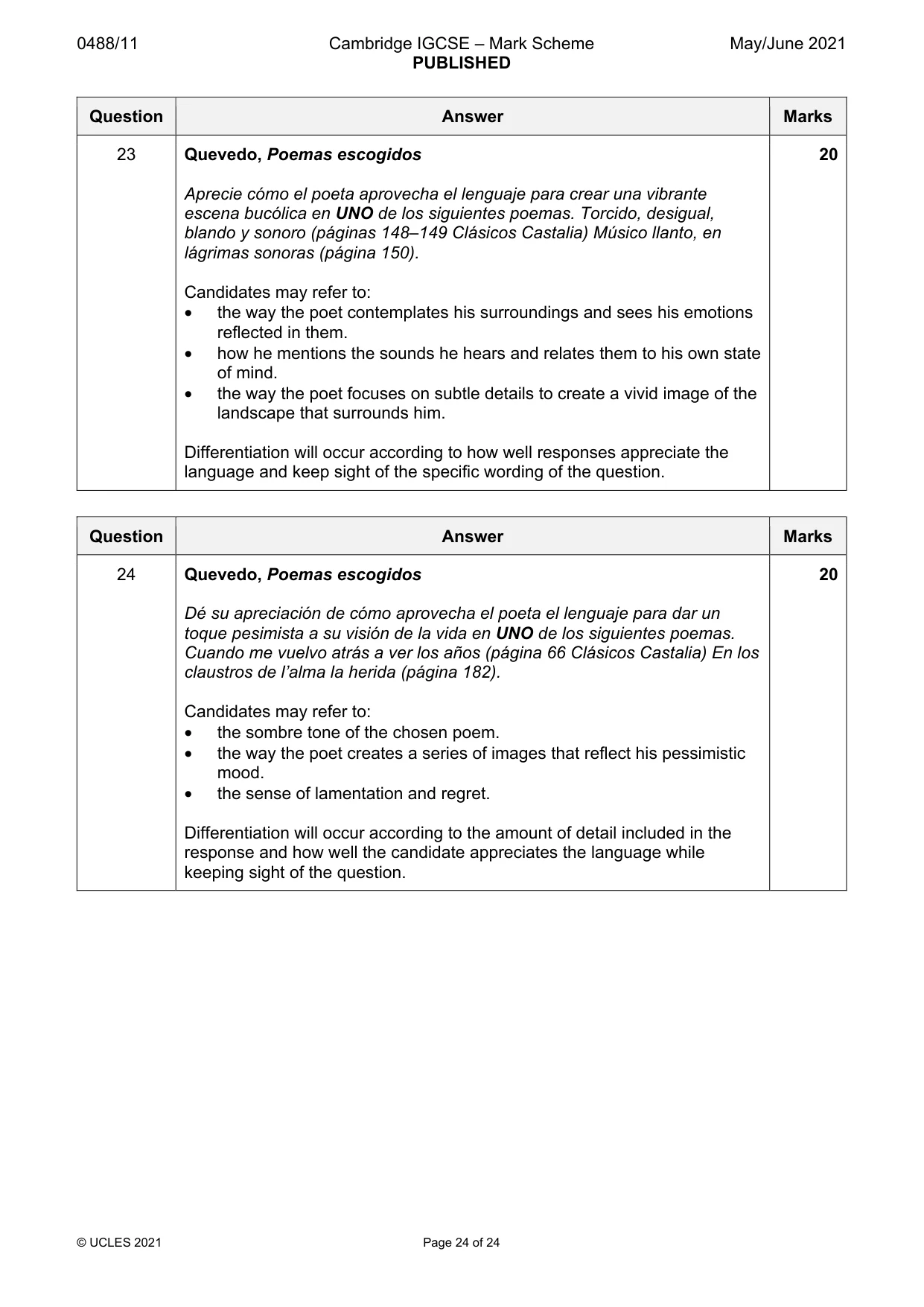 Mark scheme, page 24 of 24
