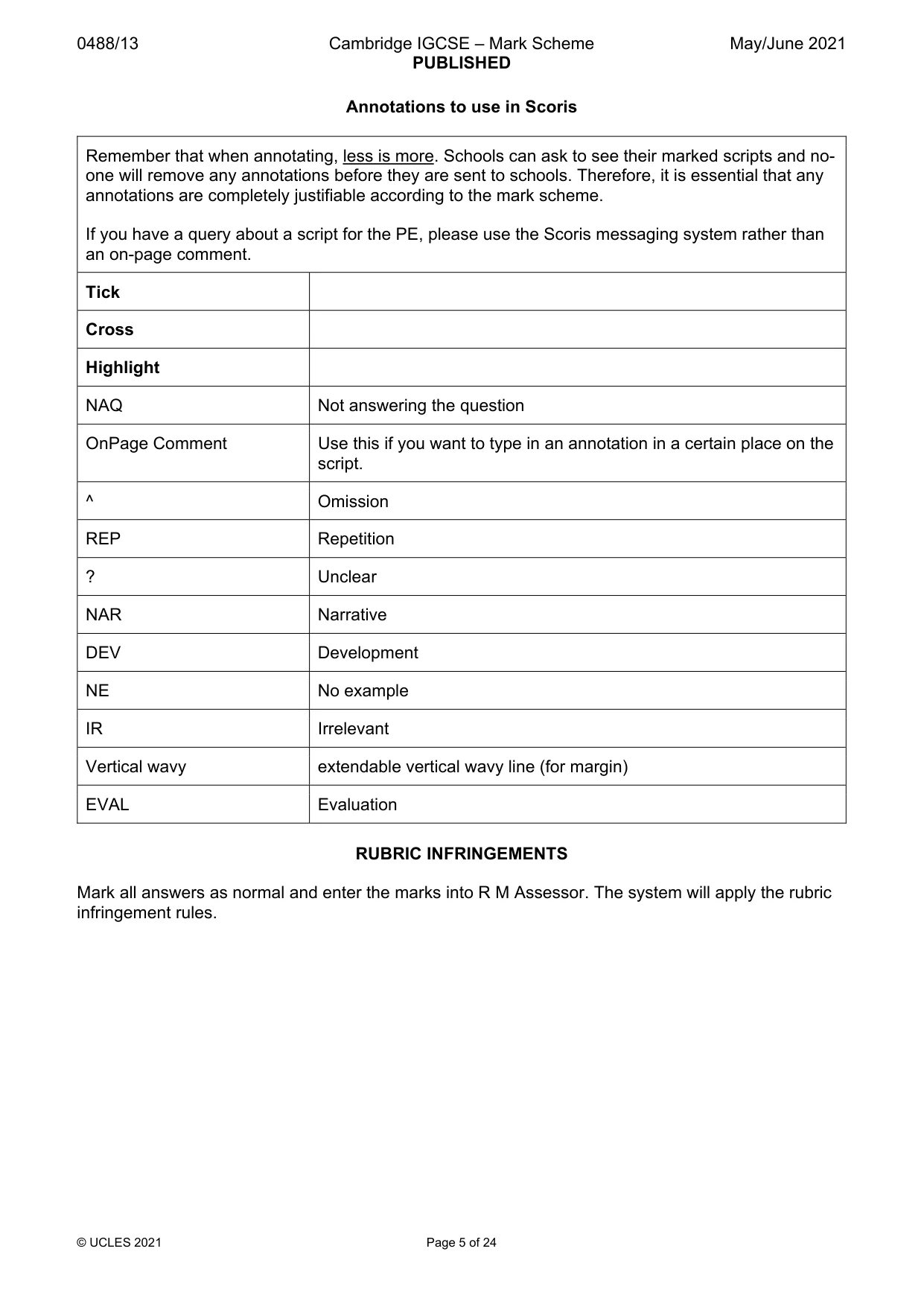 Mark scheme, page 5 of 24