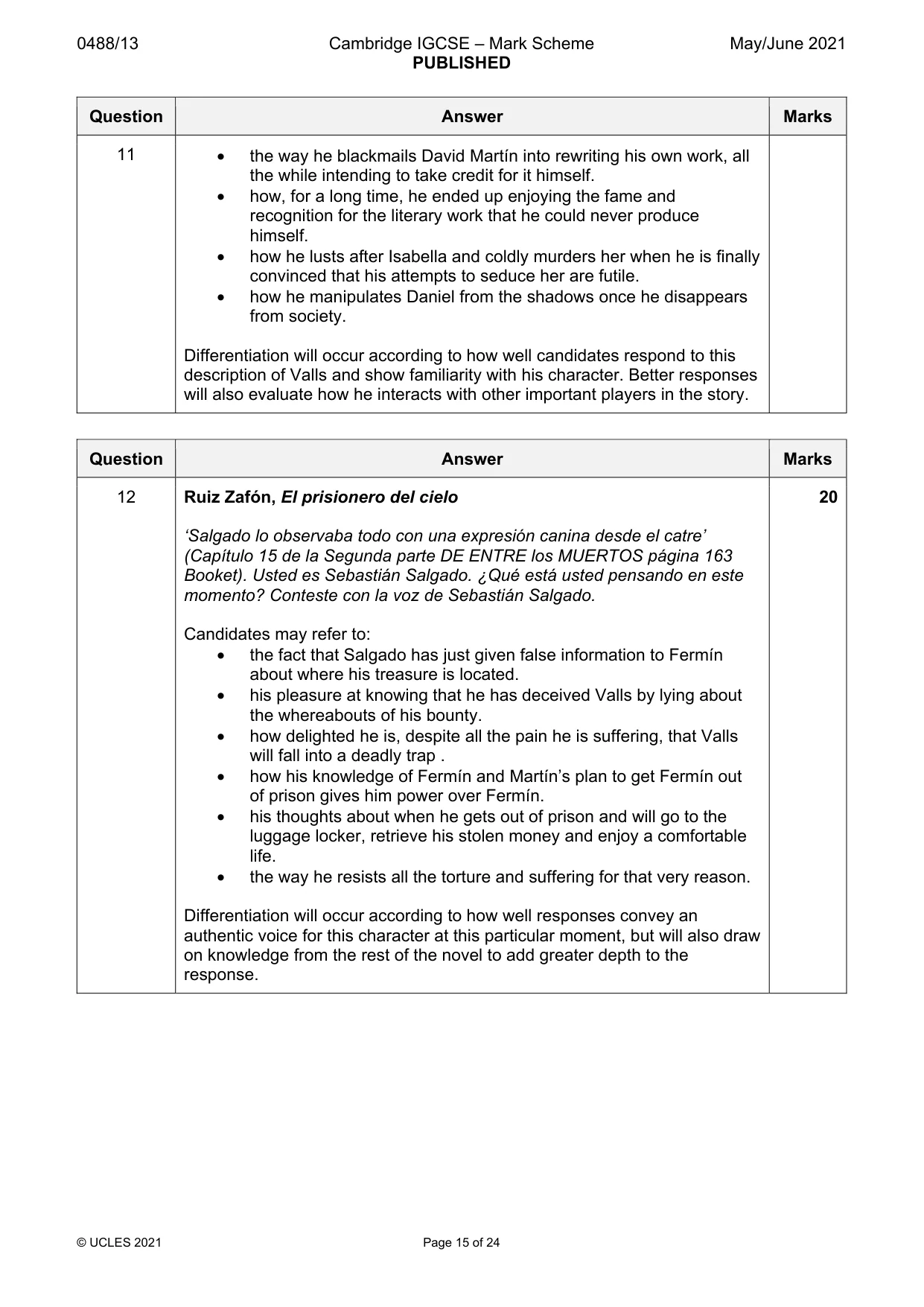 Mark scheme, page 15 of 24