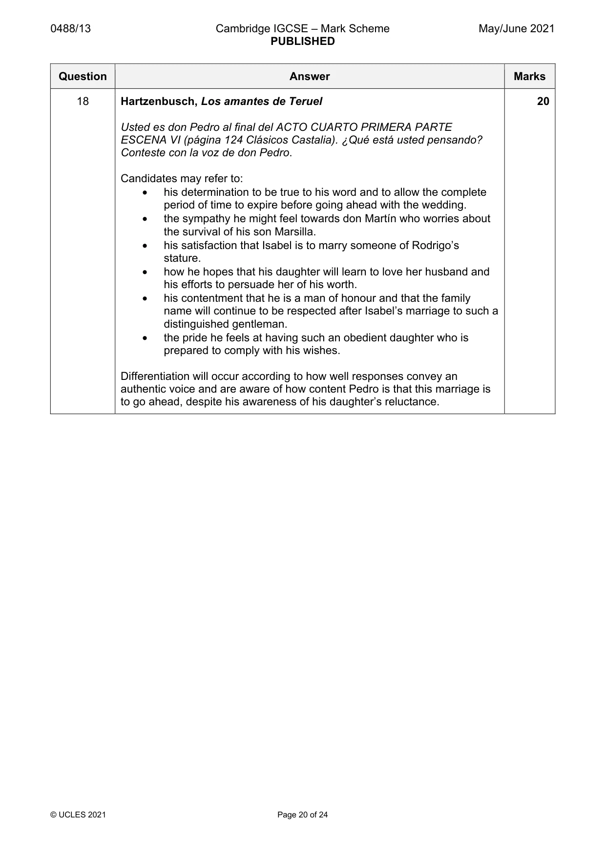 Mark scheme, page 20 of 24