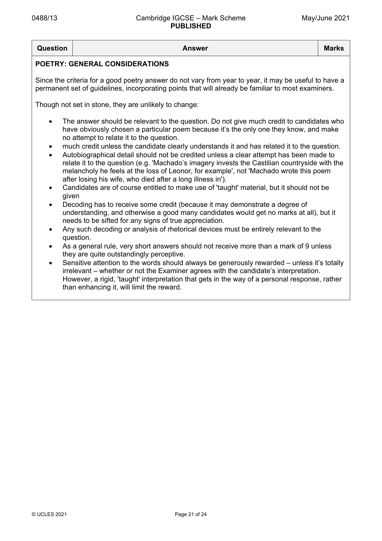 Mark scheme, page 21 of 24