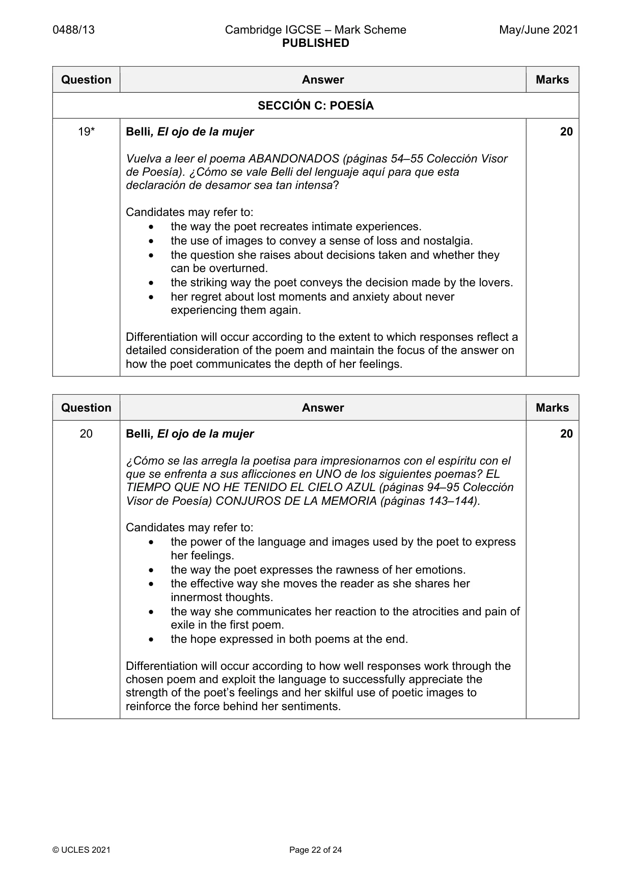 Mark scheme, page 22 of 24