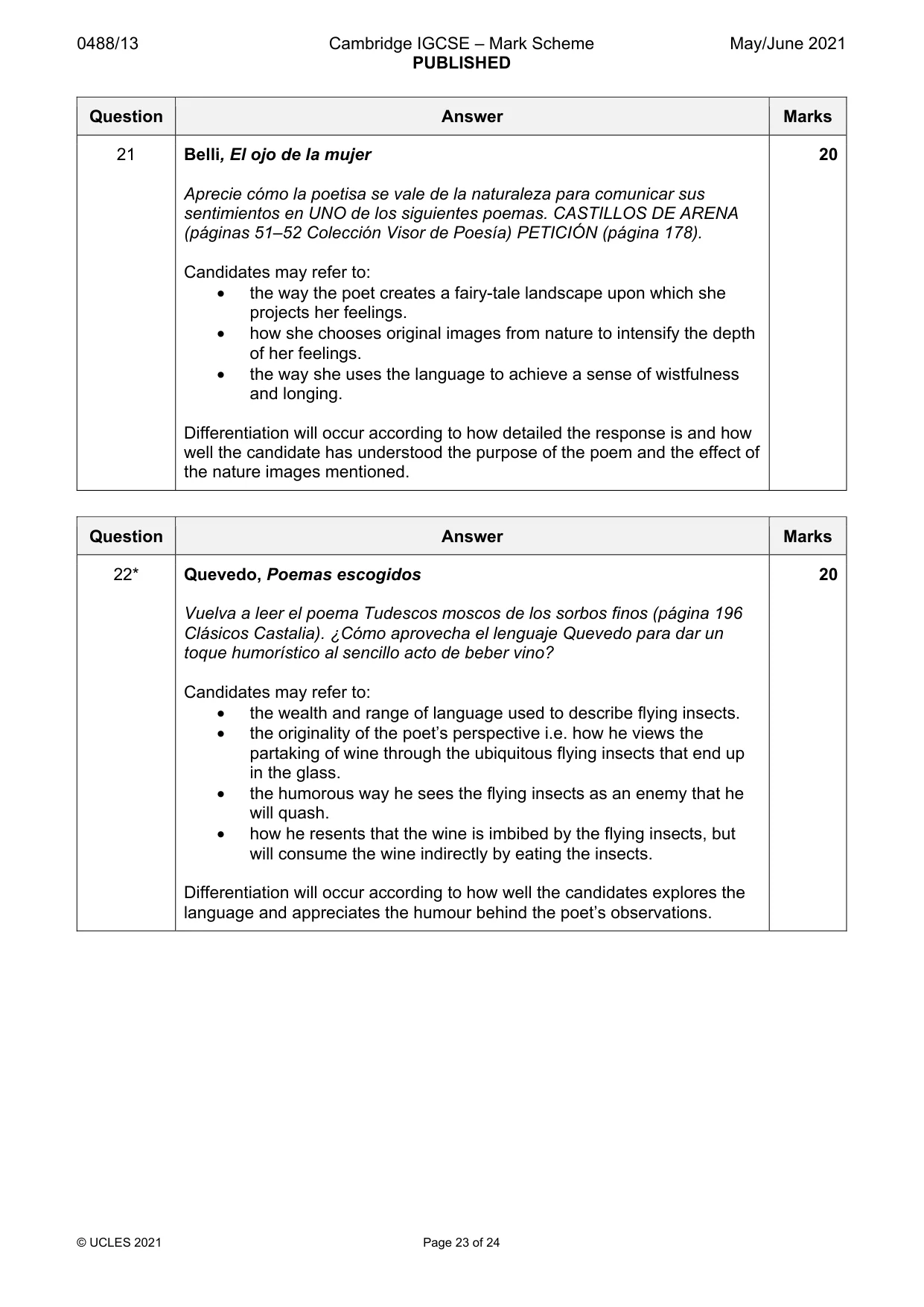 Mark scheme, page 23 of 24