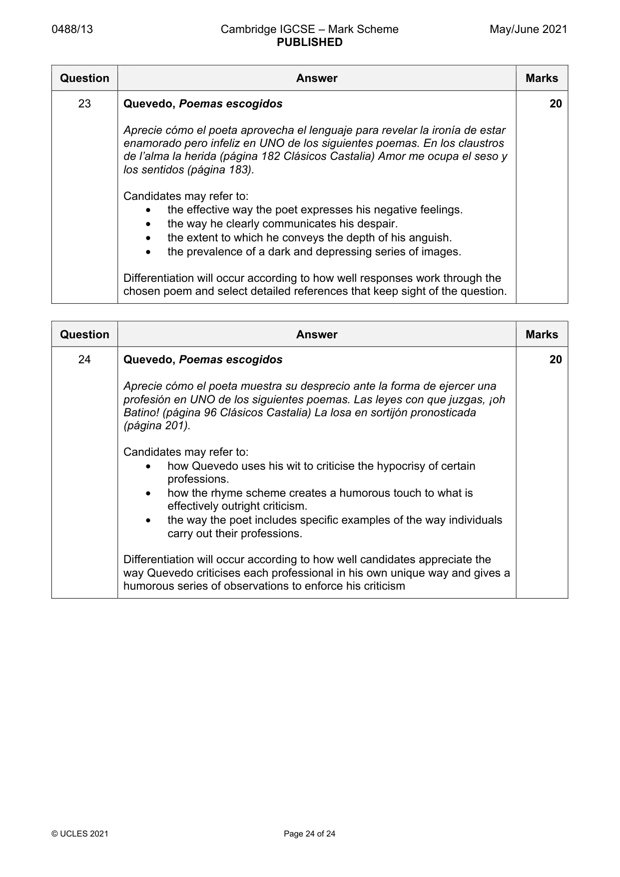 Mark scheme, page 24 of 24