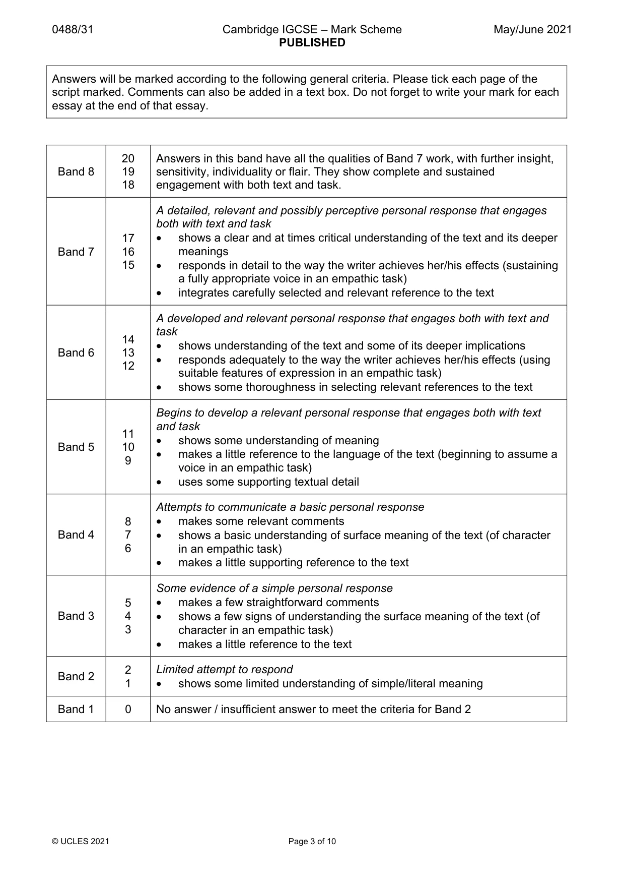 Mark scheme, page 3 of 10