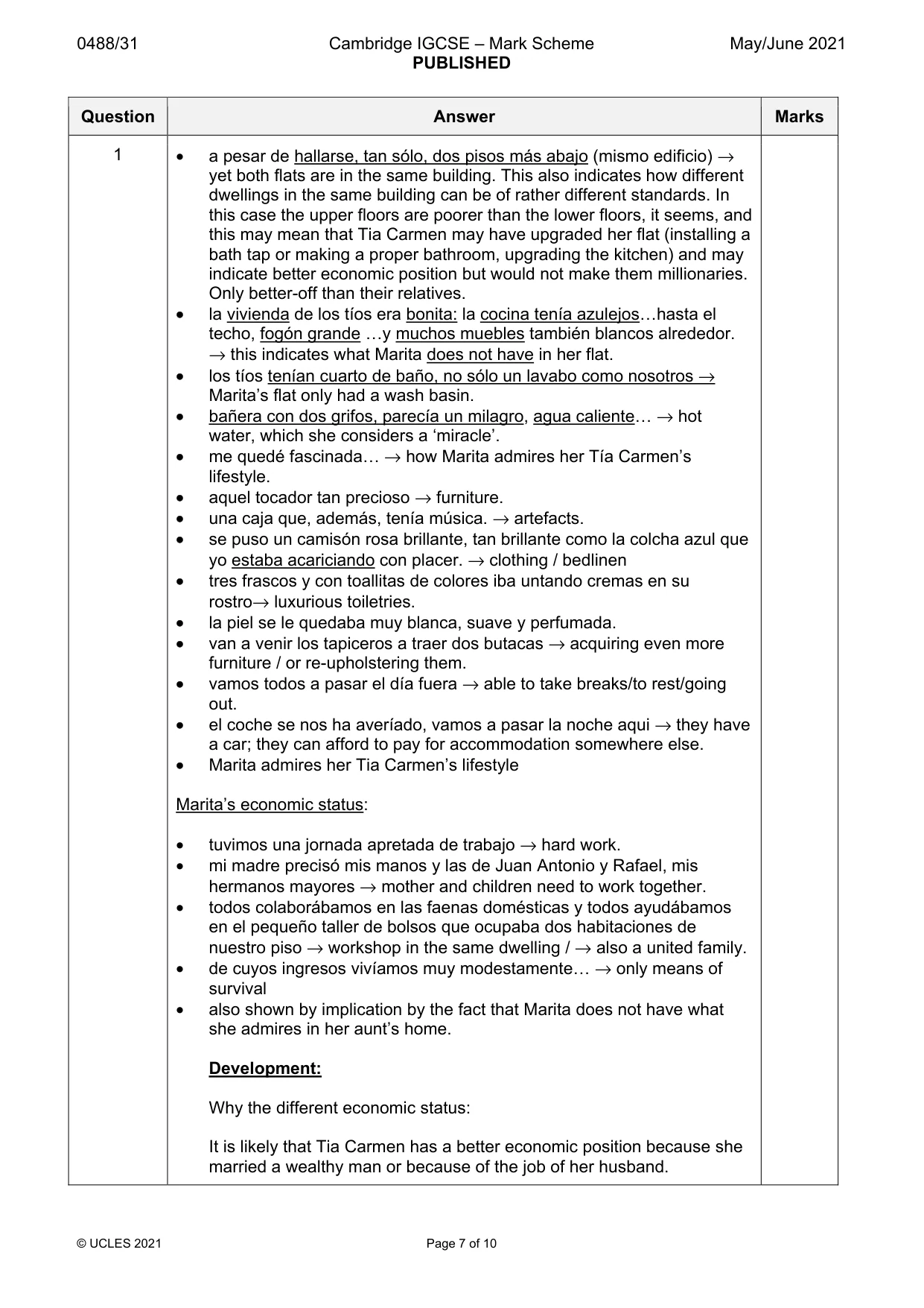 Mark scheme, page 7 of 10