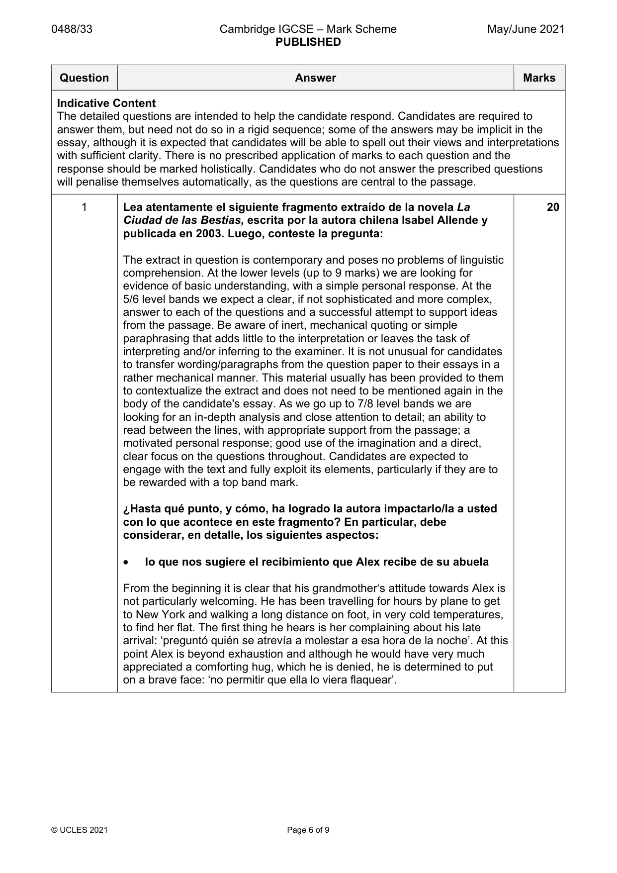 Mark scheme, page 6 of 9