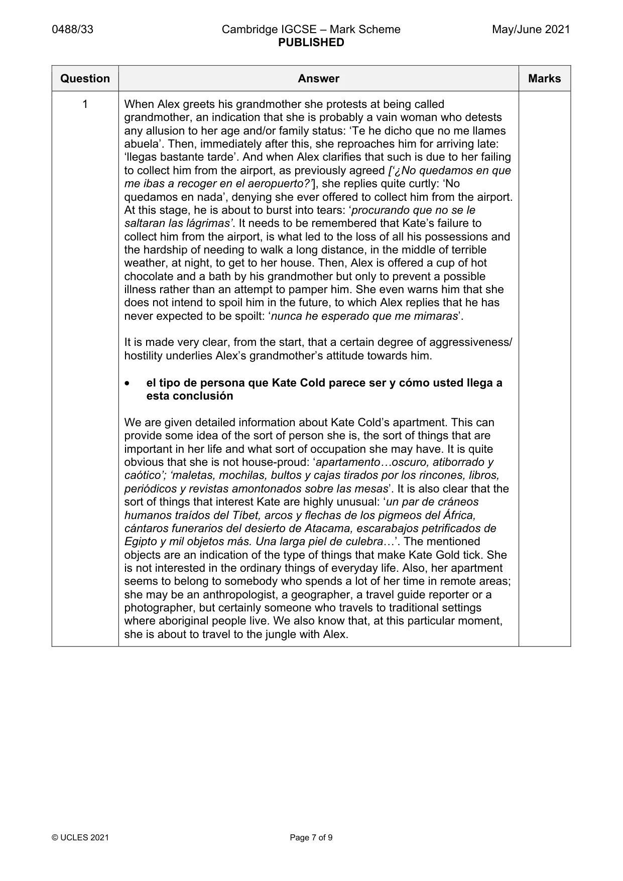 Mark scheme, page 7 of 9