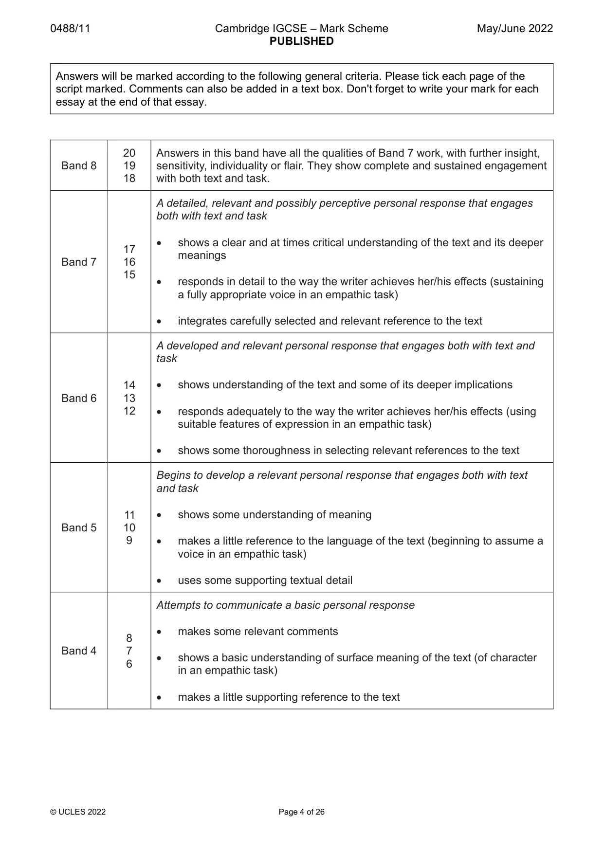 Mark scheme, page 4 of 26