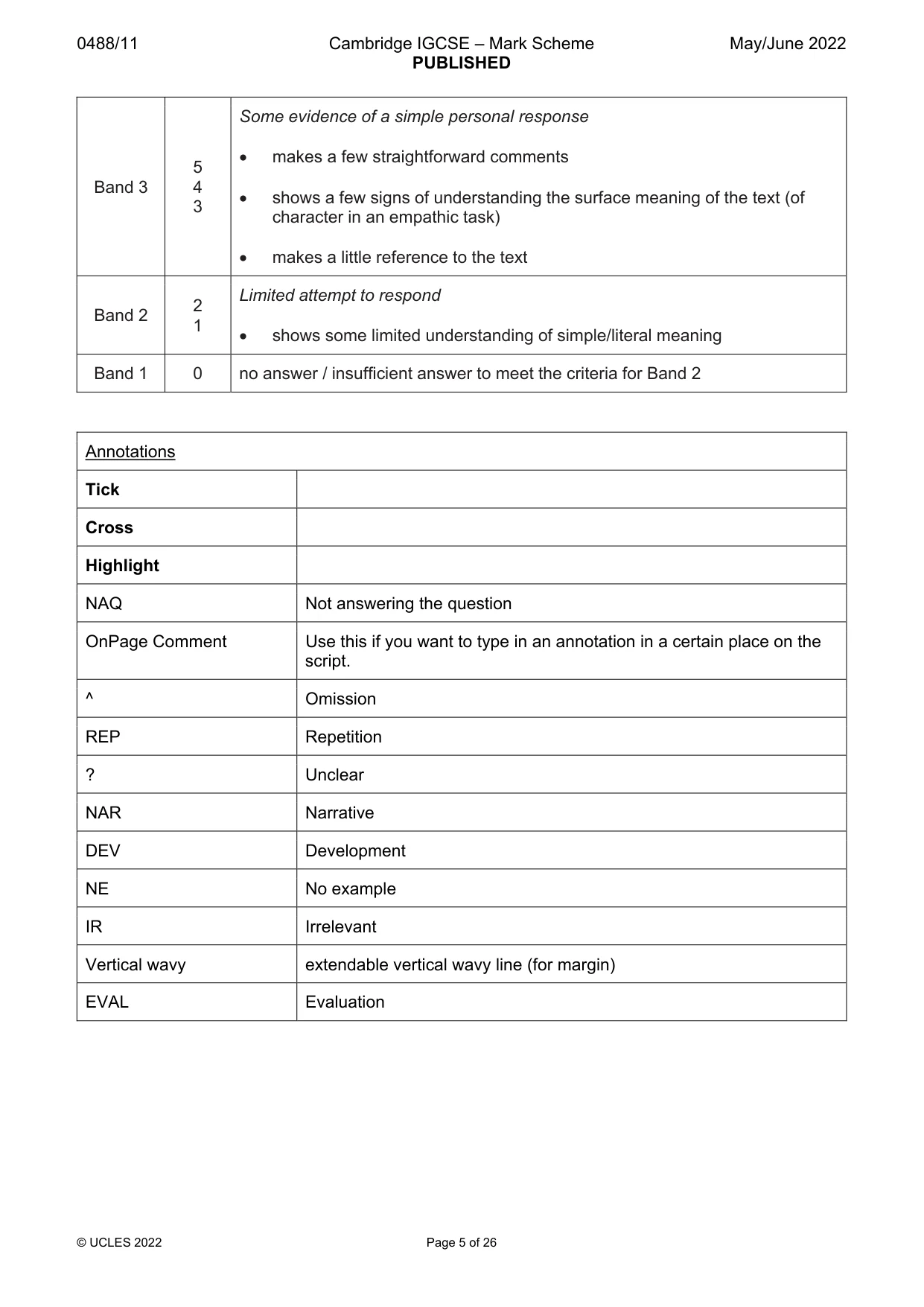 Mark scheme, page 5 of 26