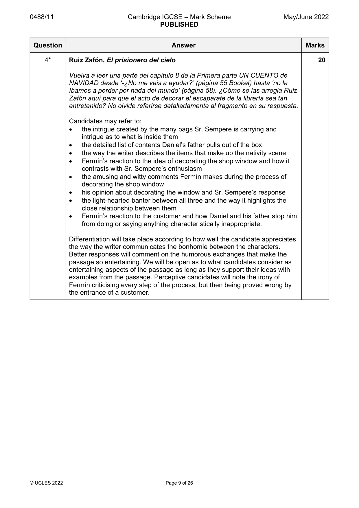 Mark scheme, page 9 of 26