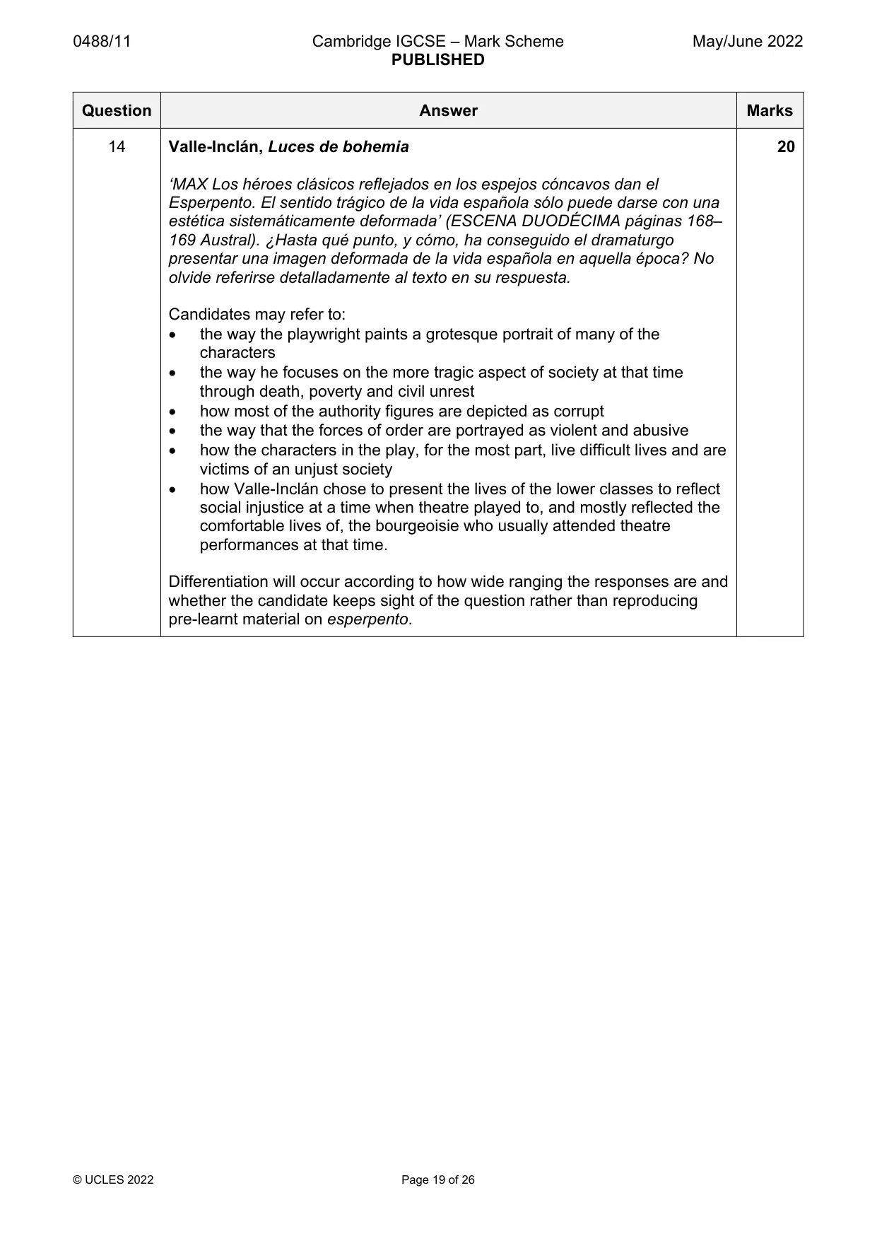 Mark scheme, page 19 of 26