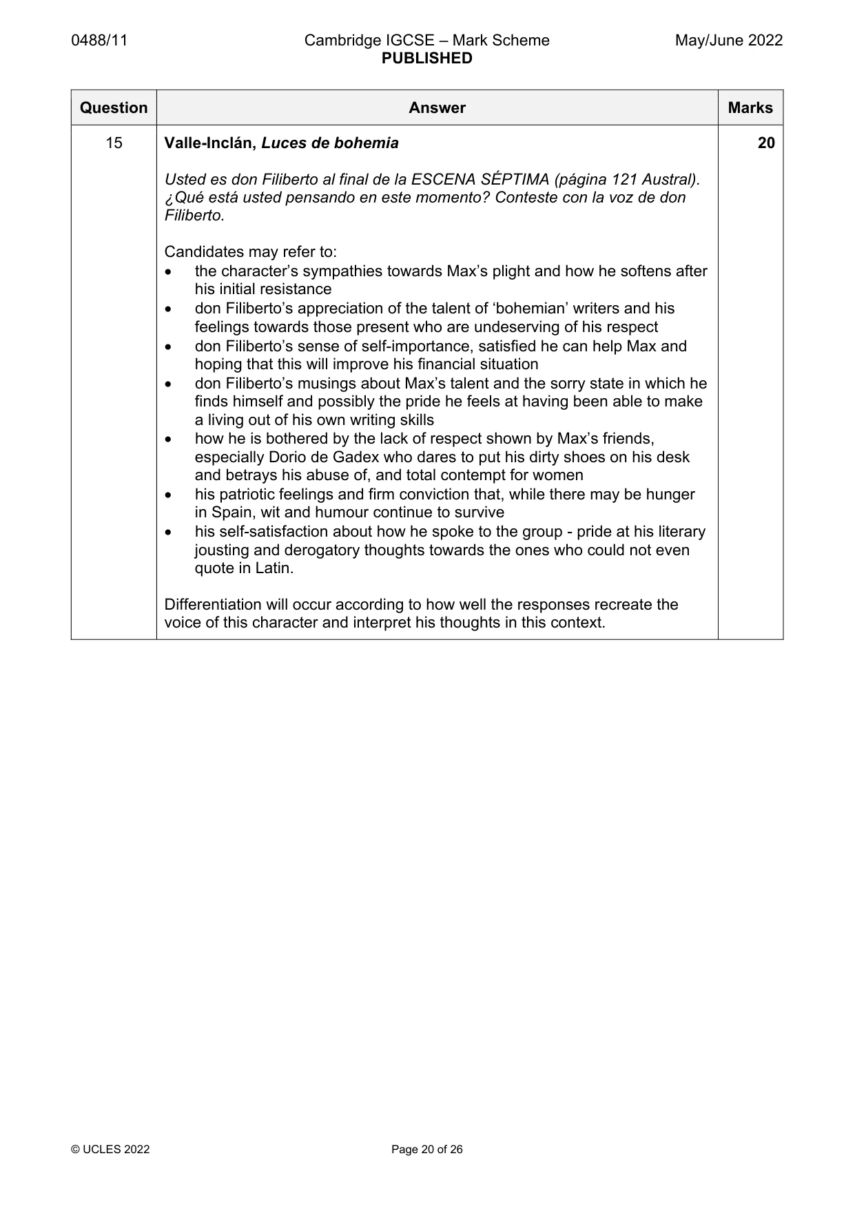 Mark scheme, page 20 of 26