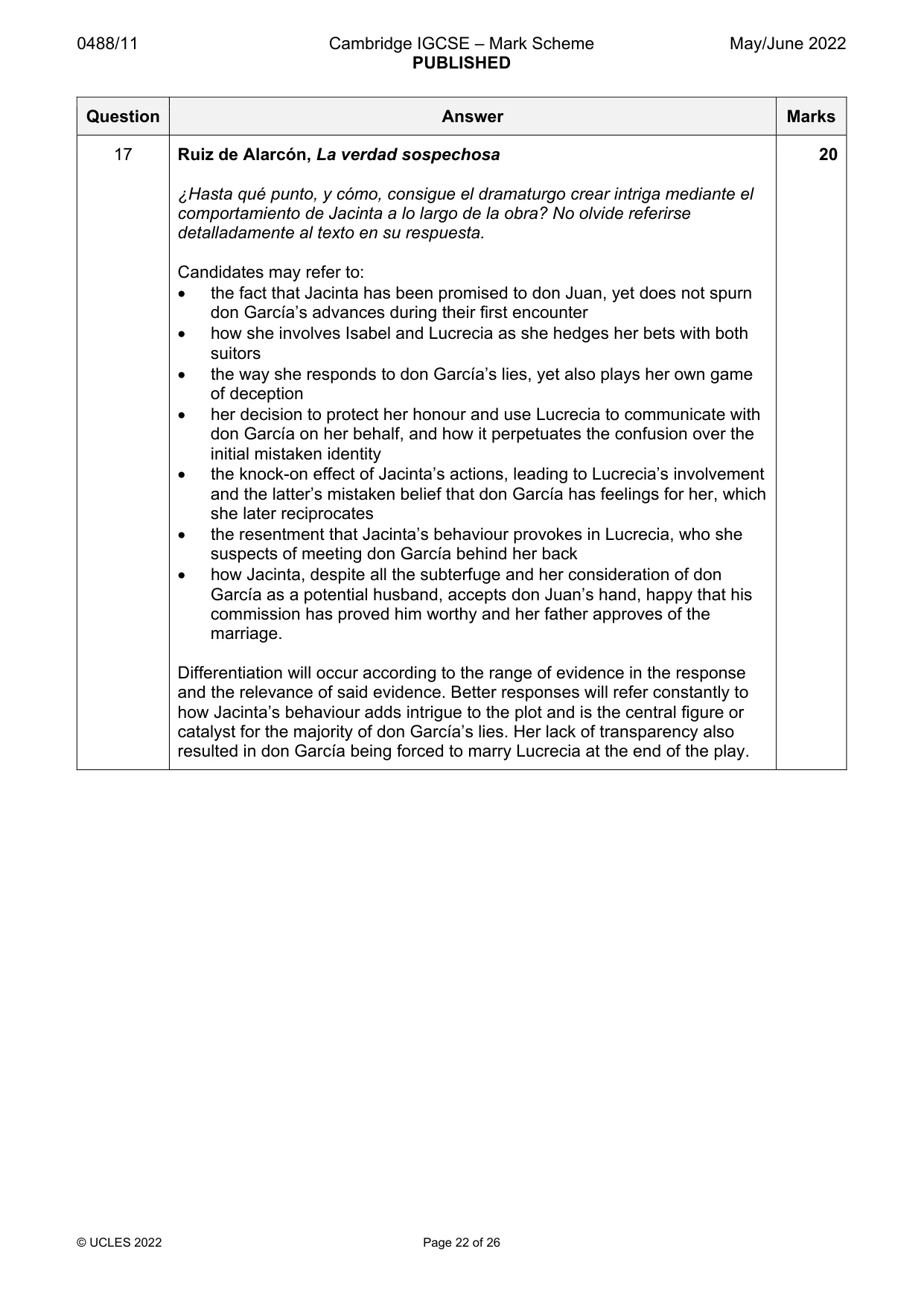 Mark scheme, page 22 of 26