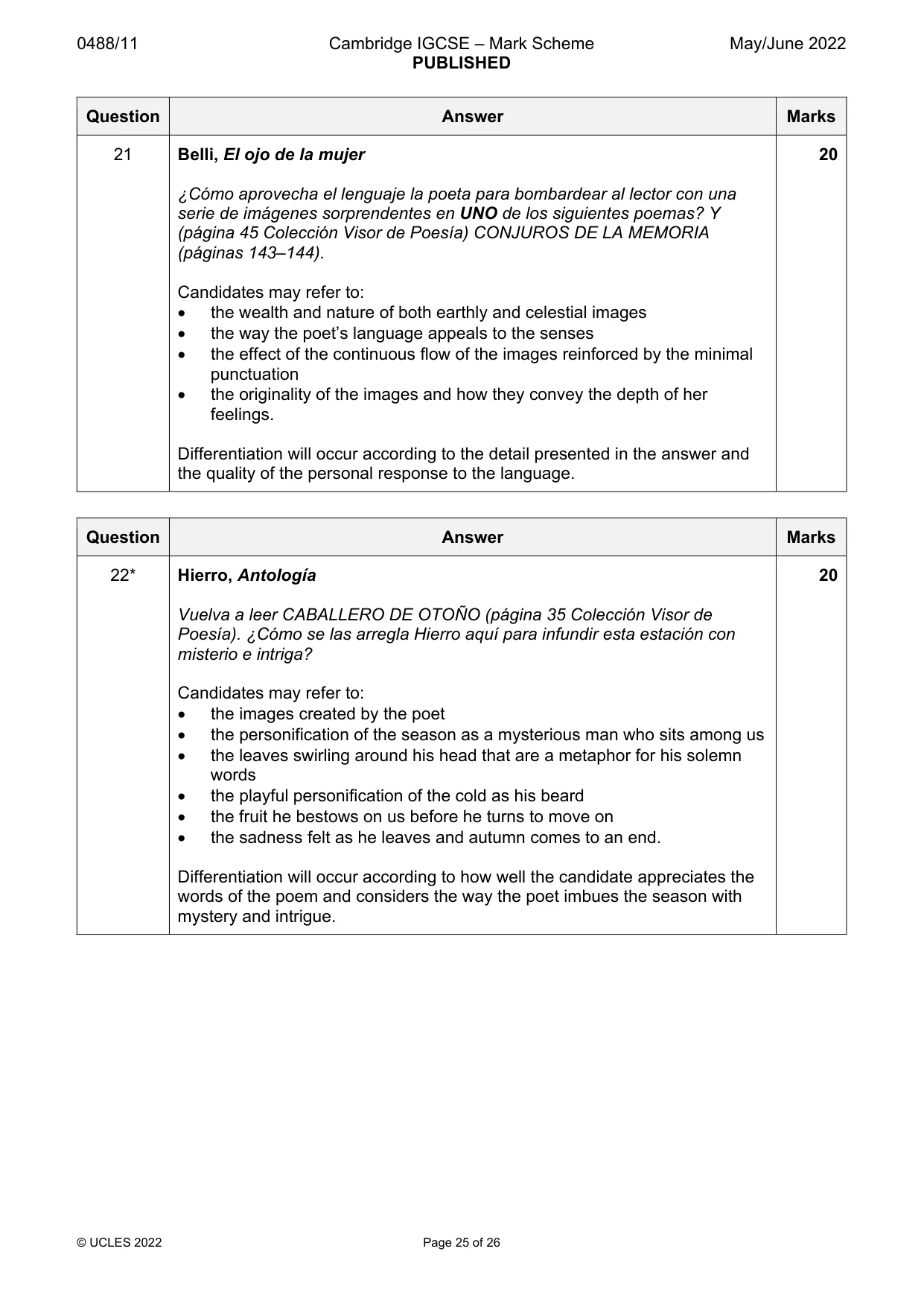 Mark scheme, page 25 of 26
