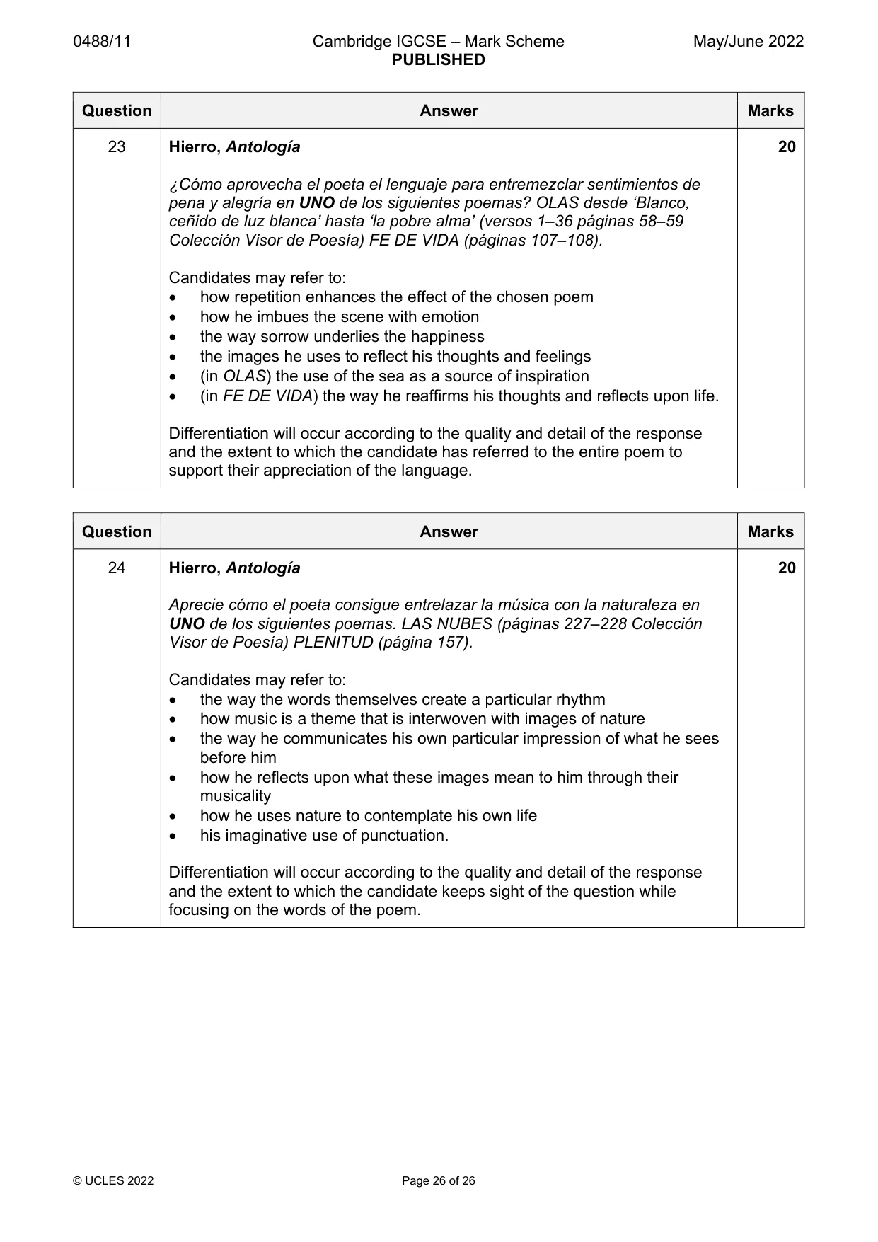 Mark scheme, page 26 of 26