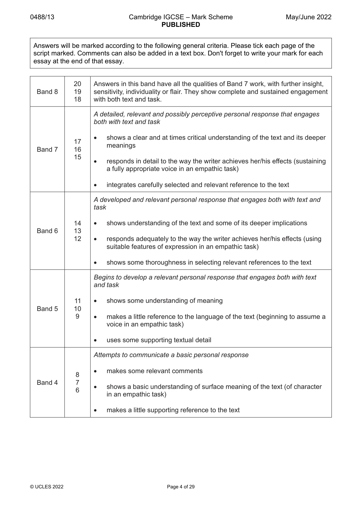 Mark scheme, page 4 of 29