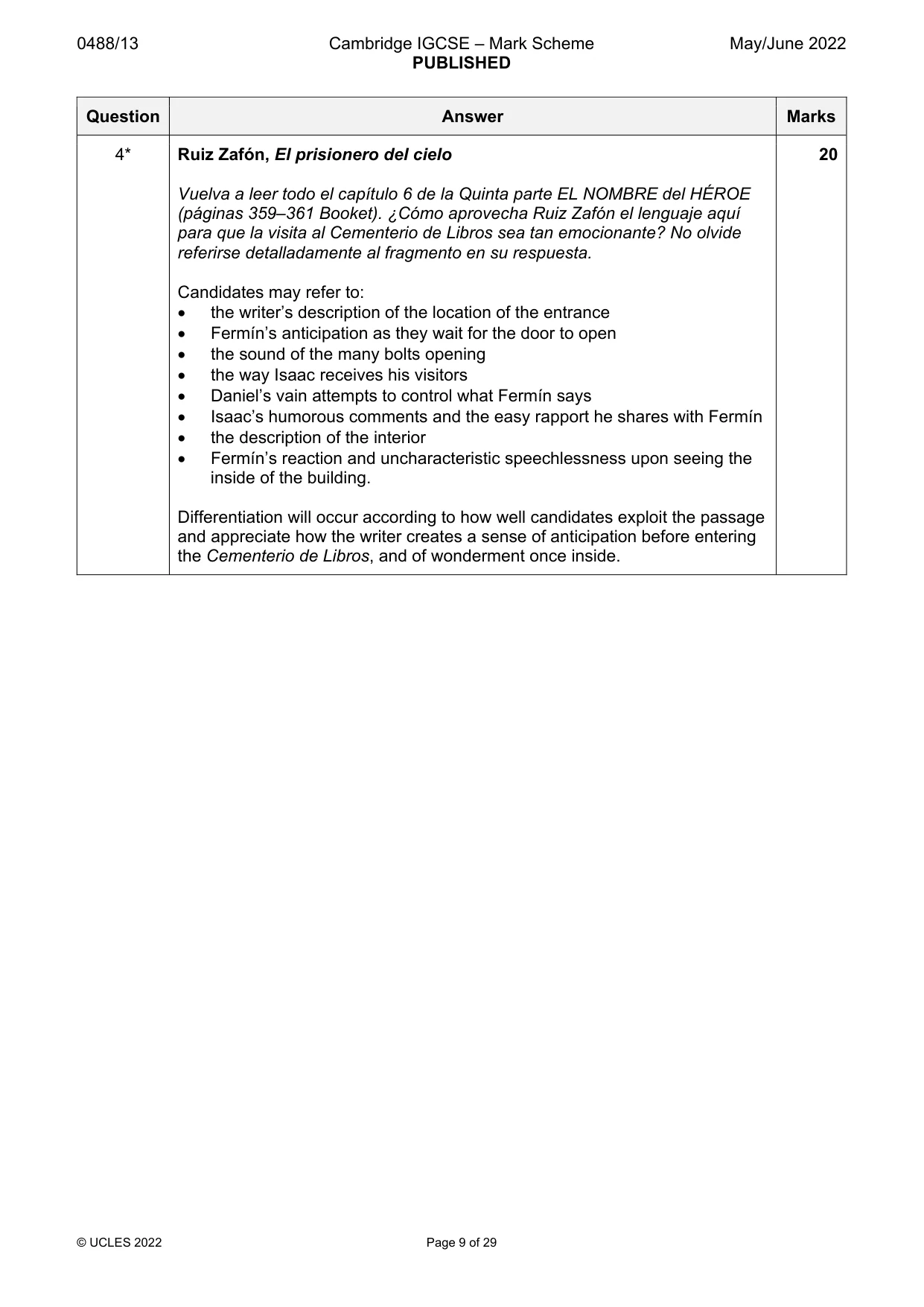Mark scheme, page 9 of 29