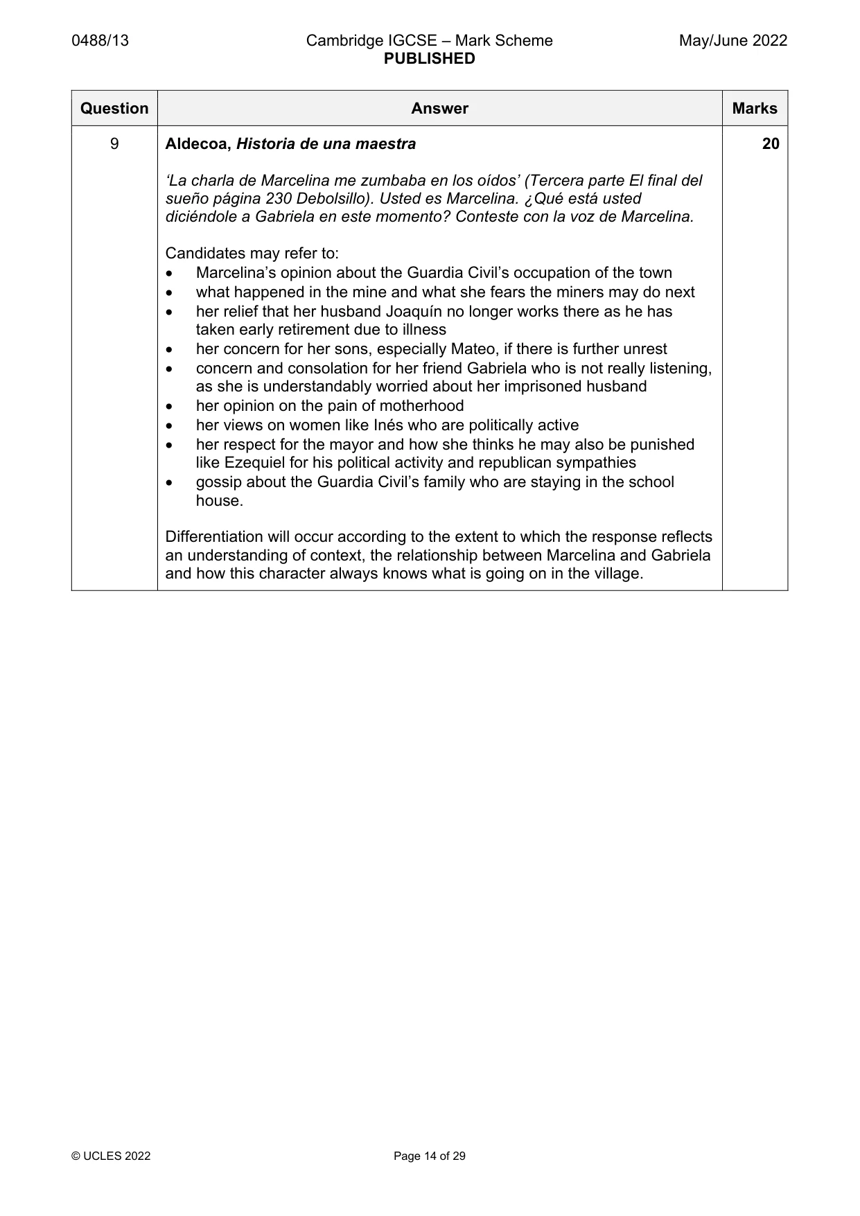 Mark scheme, page 14 of 29
