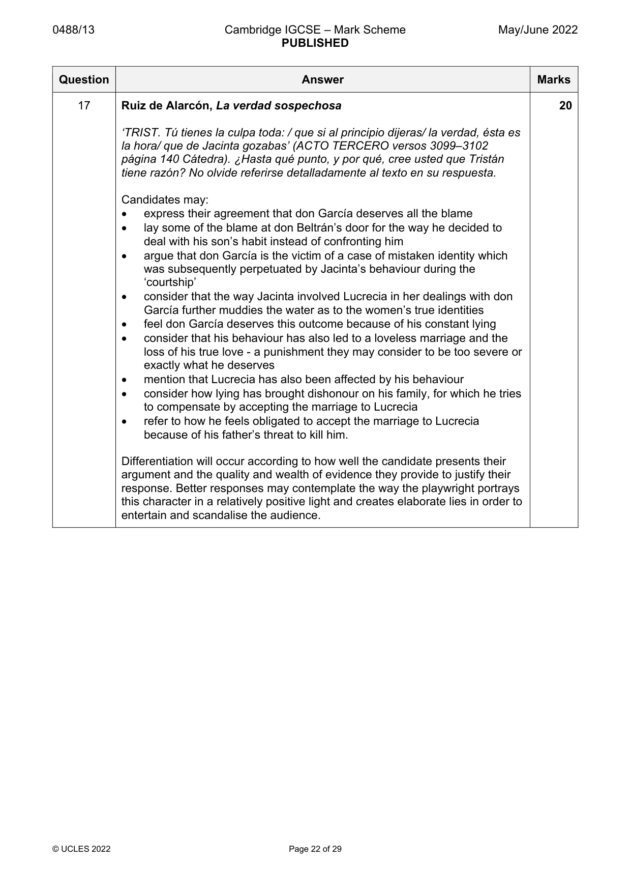Mark scheme, page 22 of 29