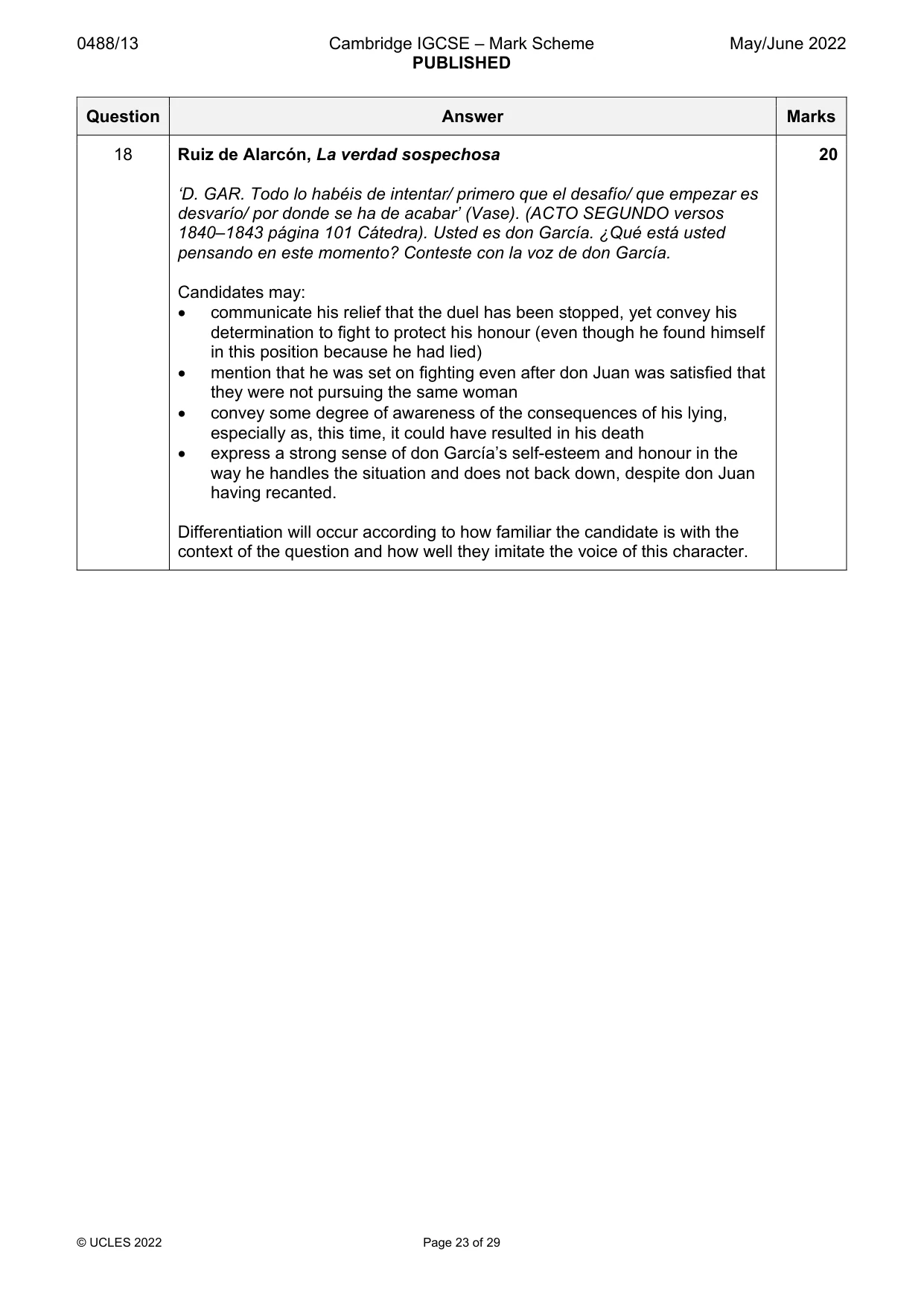 Mark scheme, page 23 of 29