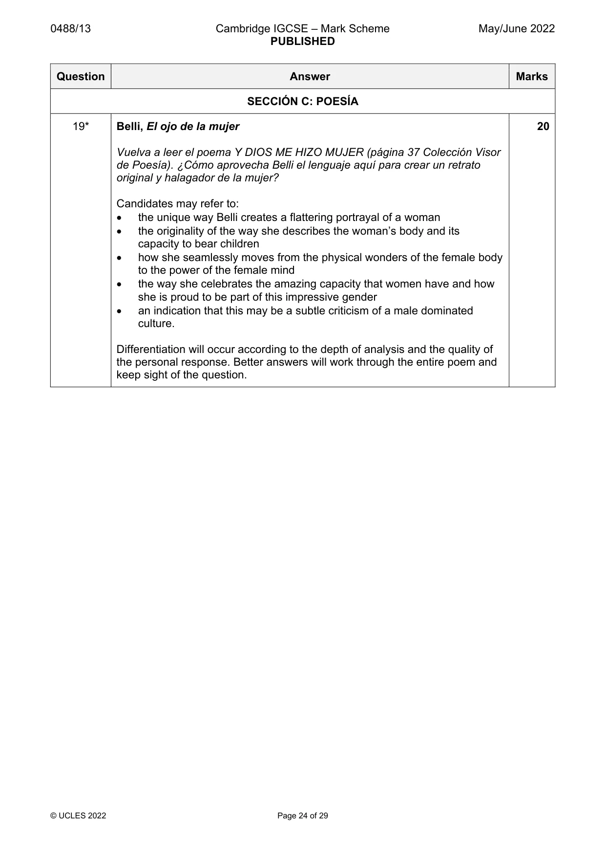 Mark scheme, page 24 of 29