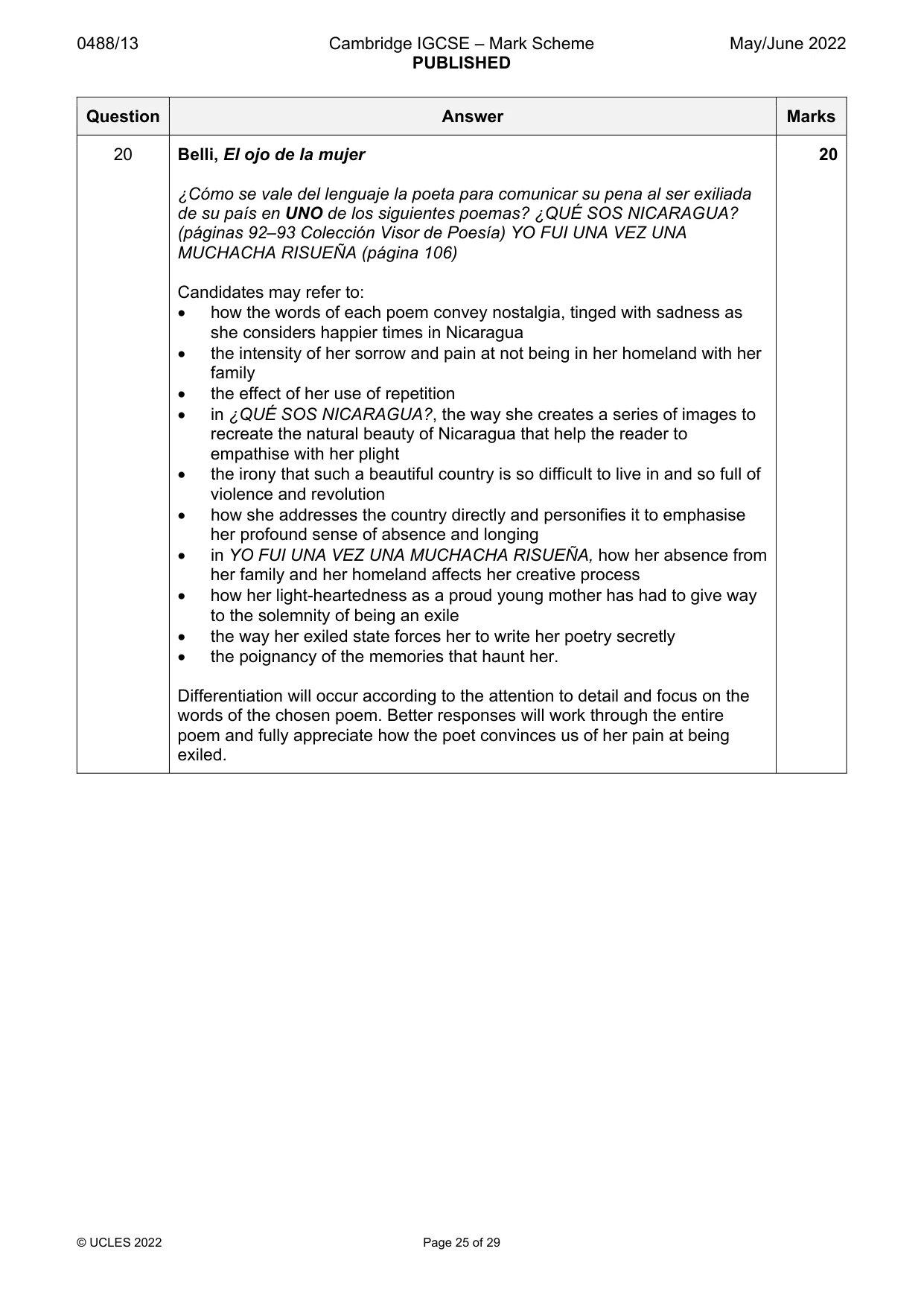 Mark scheme, page 25 of 29