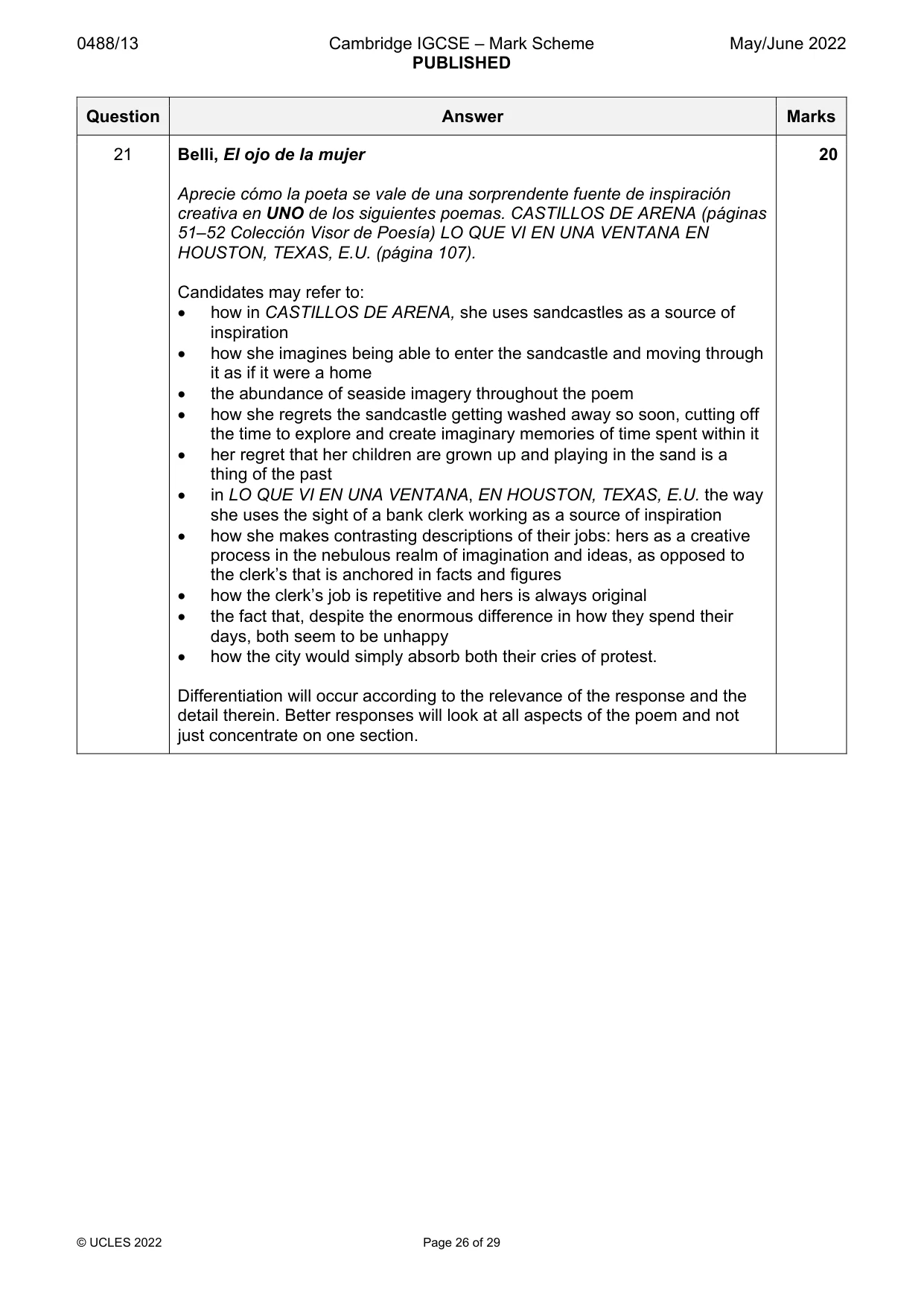Mark scheme, page 26 of 29