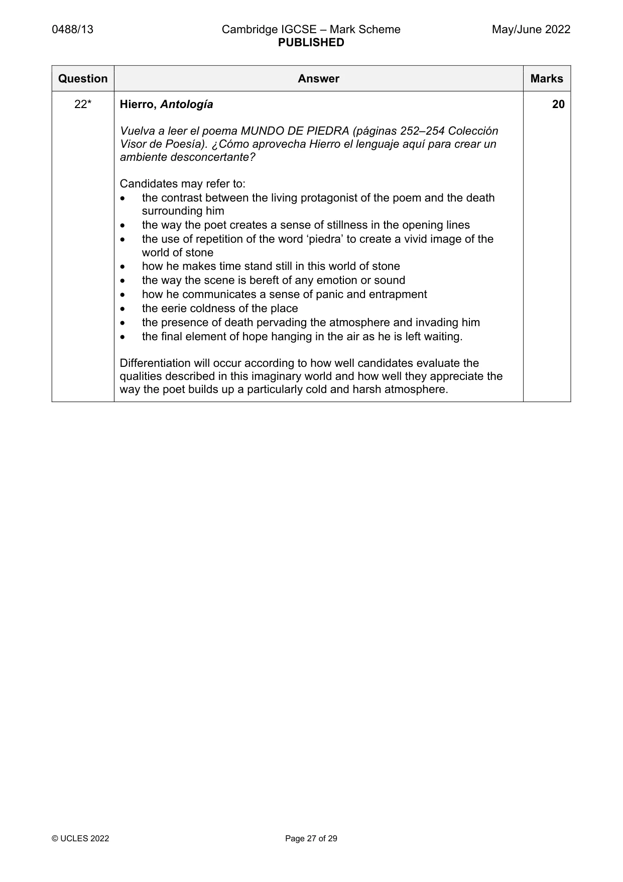 Mark scheme, page 27 of 29