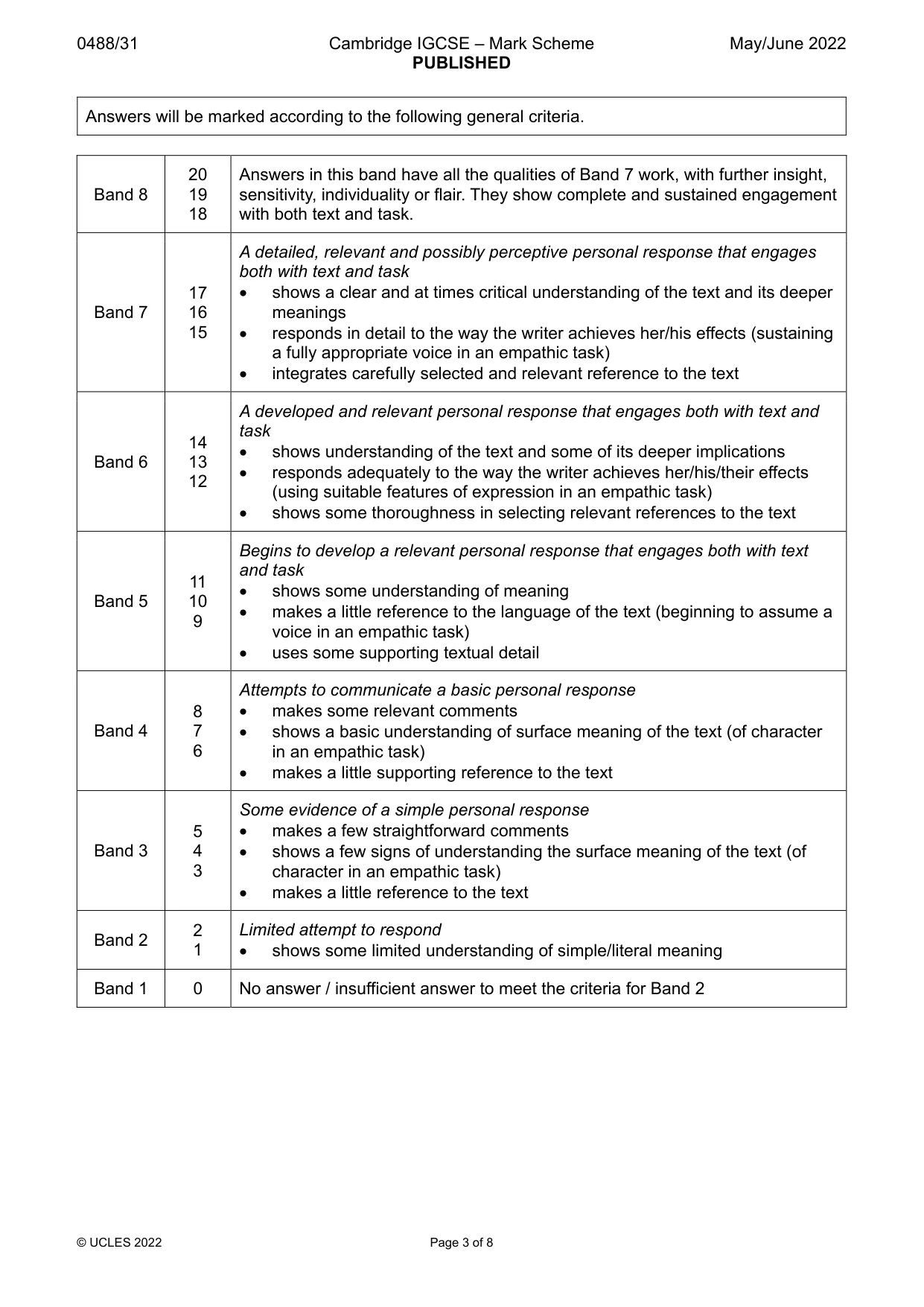 Mark scheme, page 3 of 8