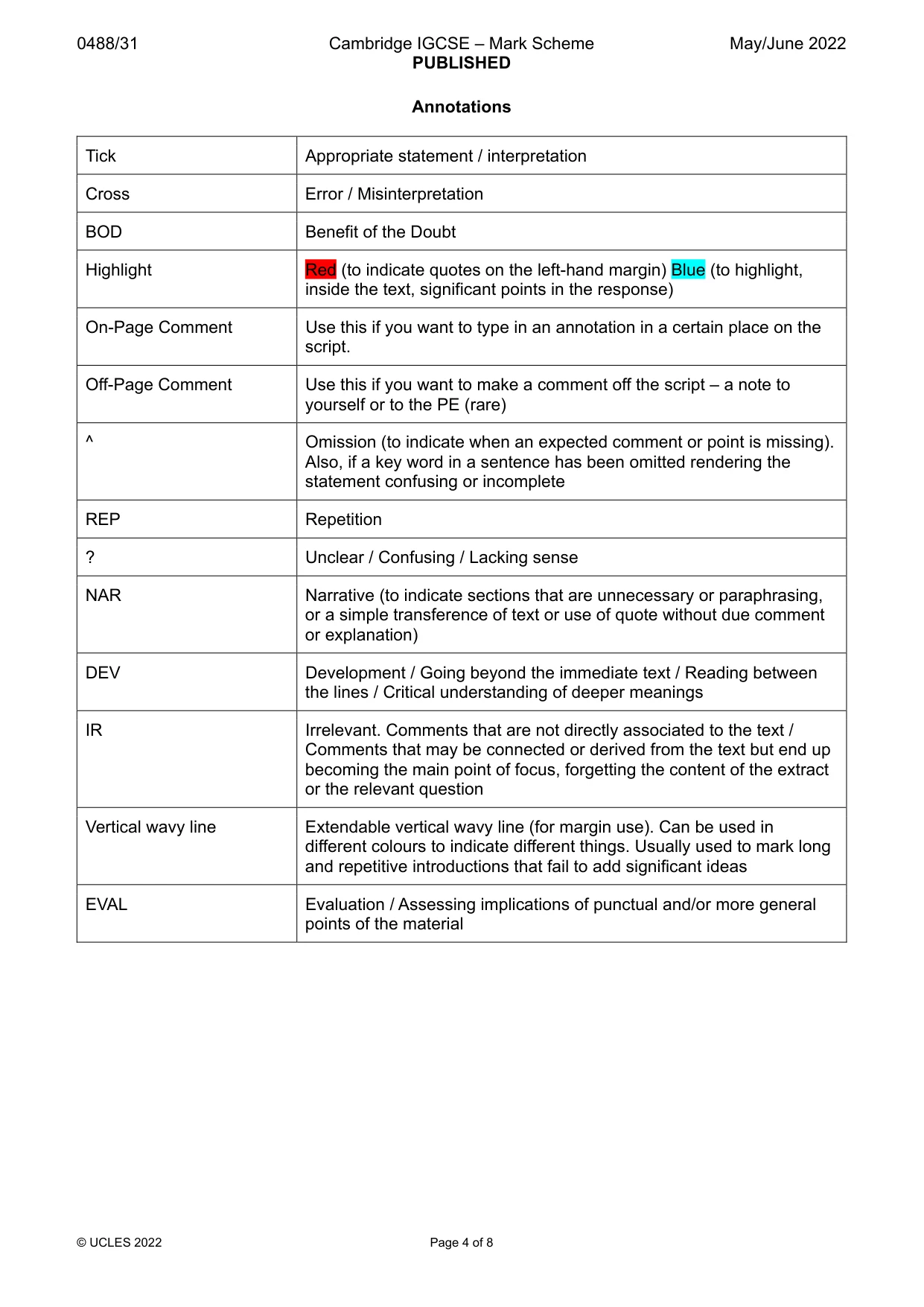 Mark scheme, page 4 of 8