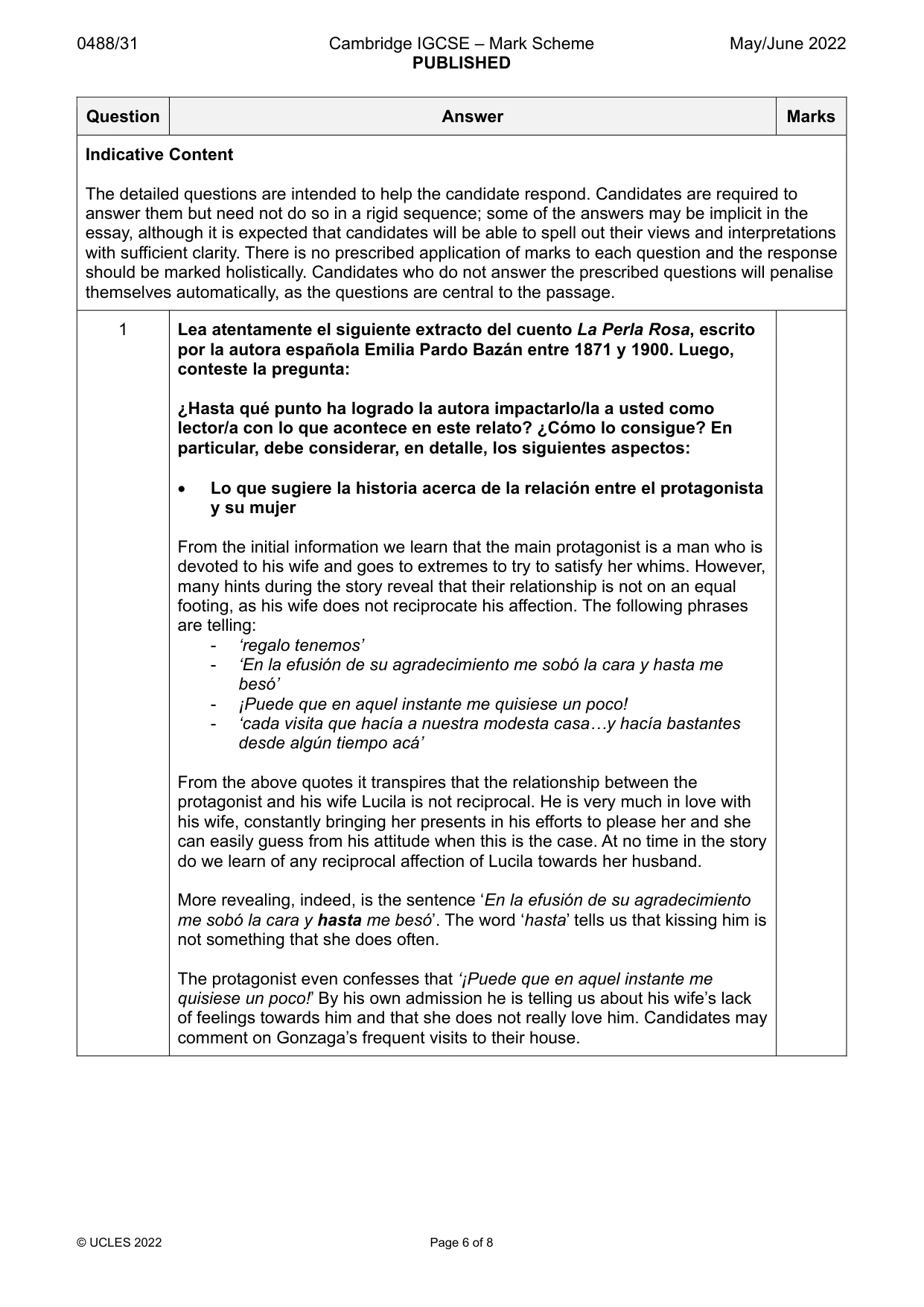 Mark scheme, page 6 of 8