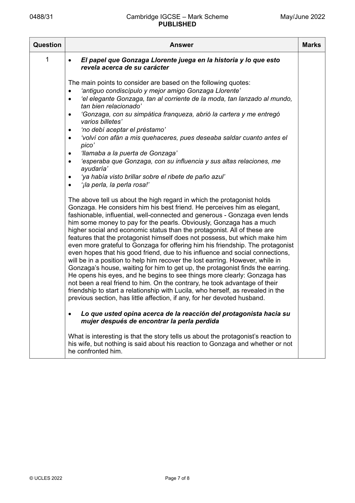 Mark scheme, page 7 of 8