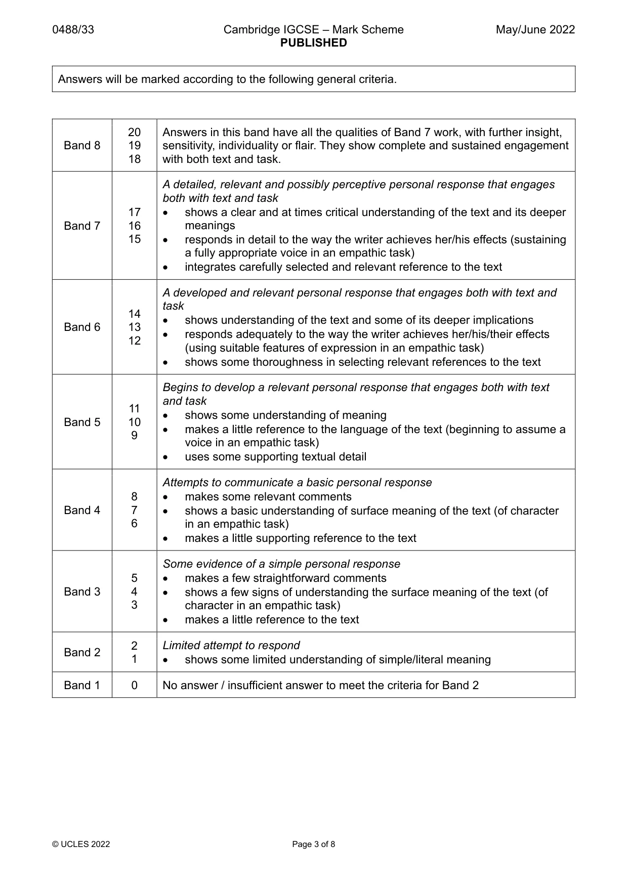 Mark scheme, page 3 of 8