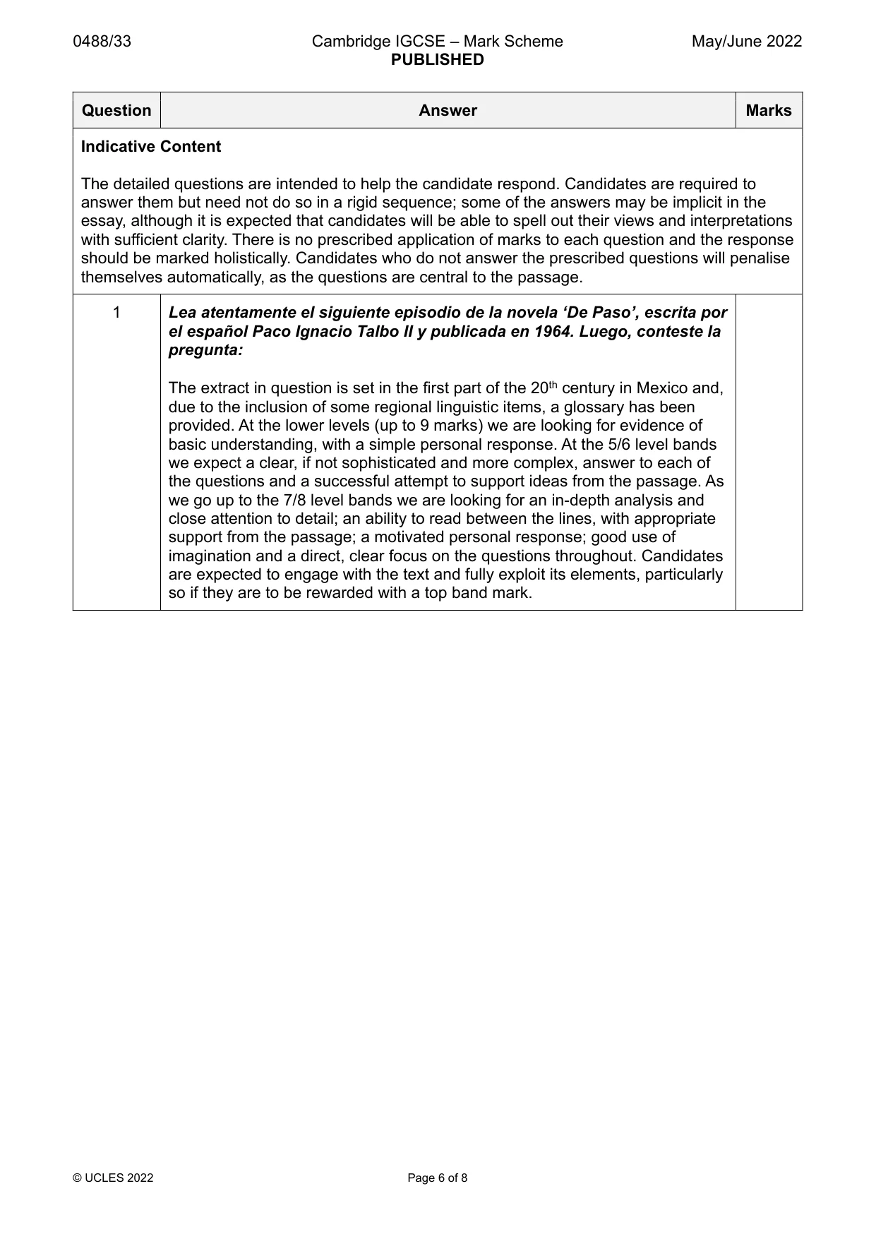 Mark scheme, page 6 of 8