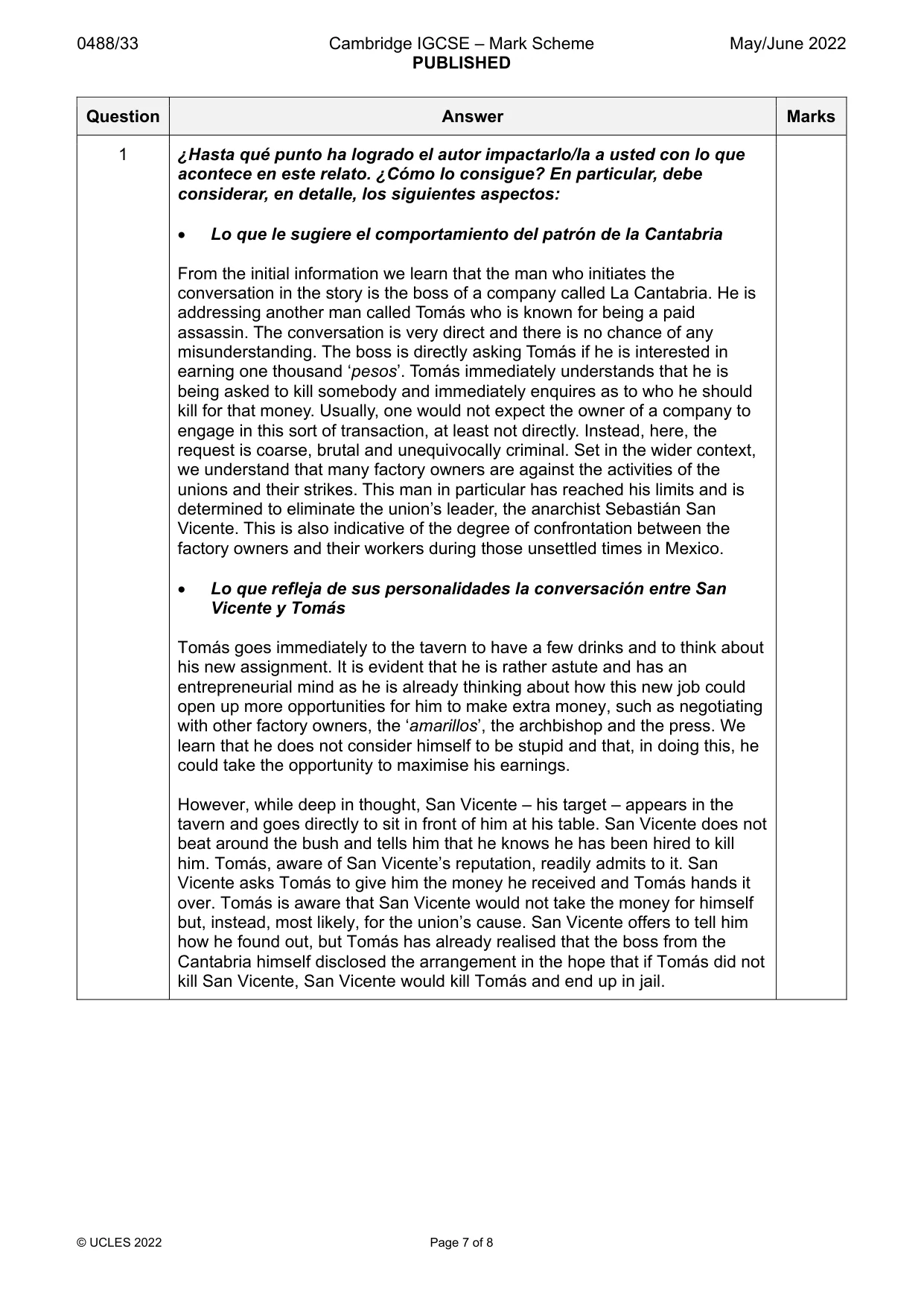 Mark scheme, page 7 of 8