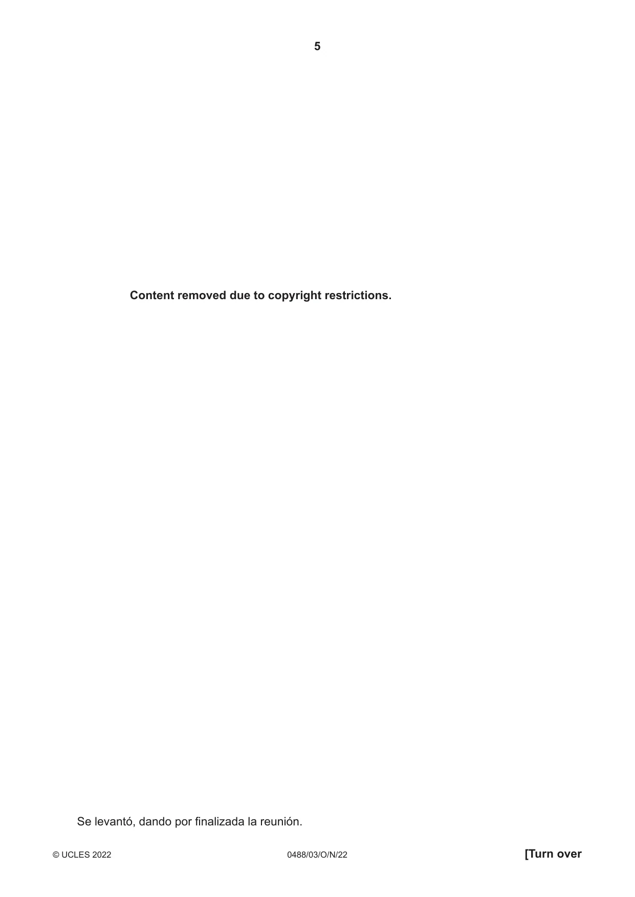 Cambridge IGCSE Spanish - Literature 0488 2022 Oct/Nov Paper 3 · Variant 0 question paper, page 5 of 8
