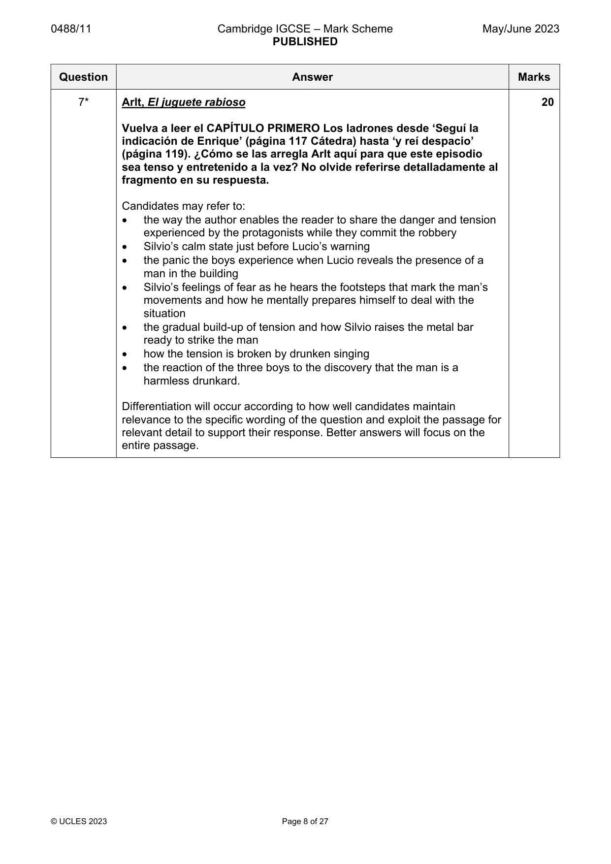 Mark scheme, page 8 of 27