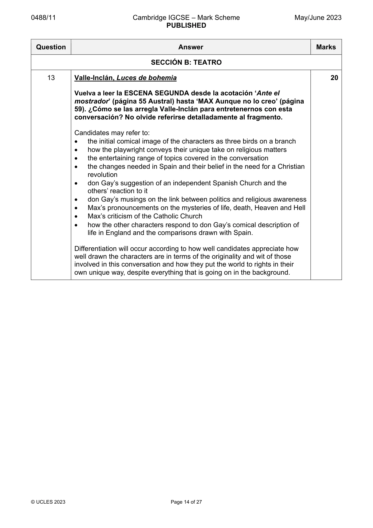 Mark scheme, page 14 of 27