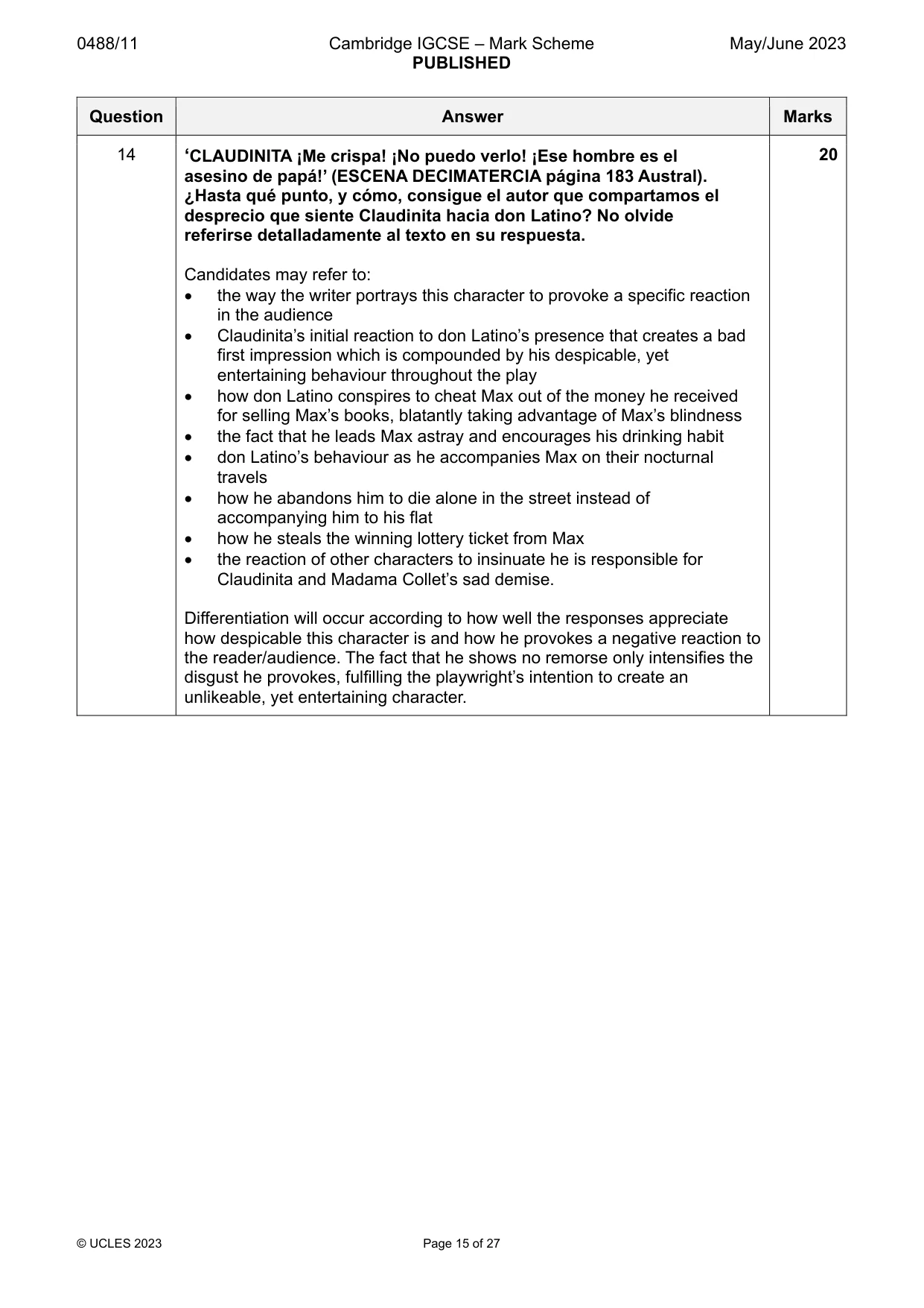 Mark scheme, page 15 of 27