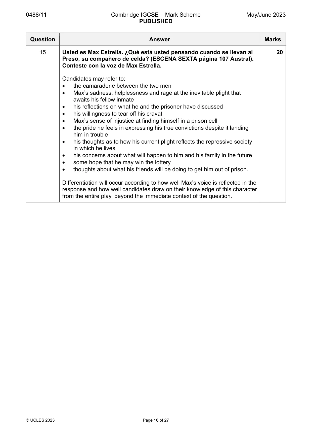 Mark scheme, page 16 of 27