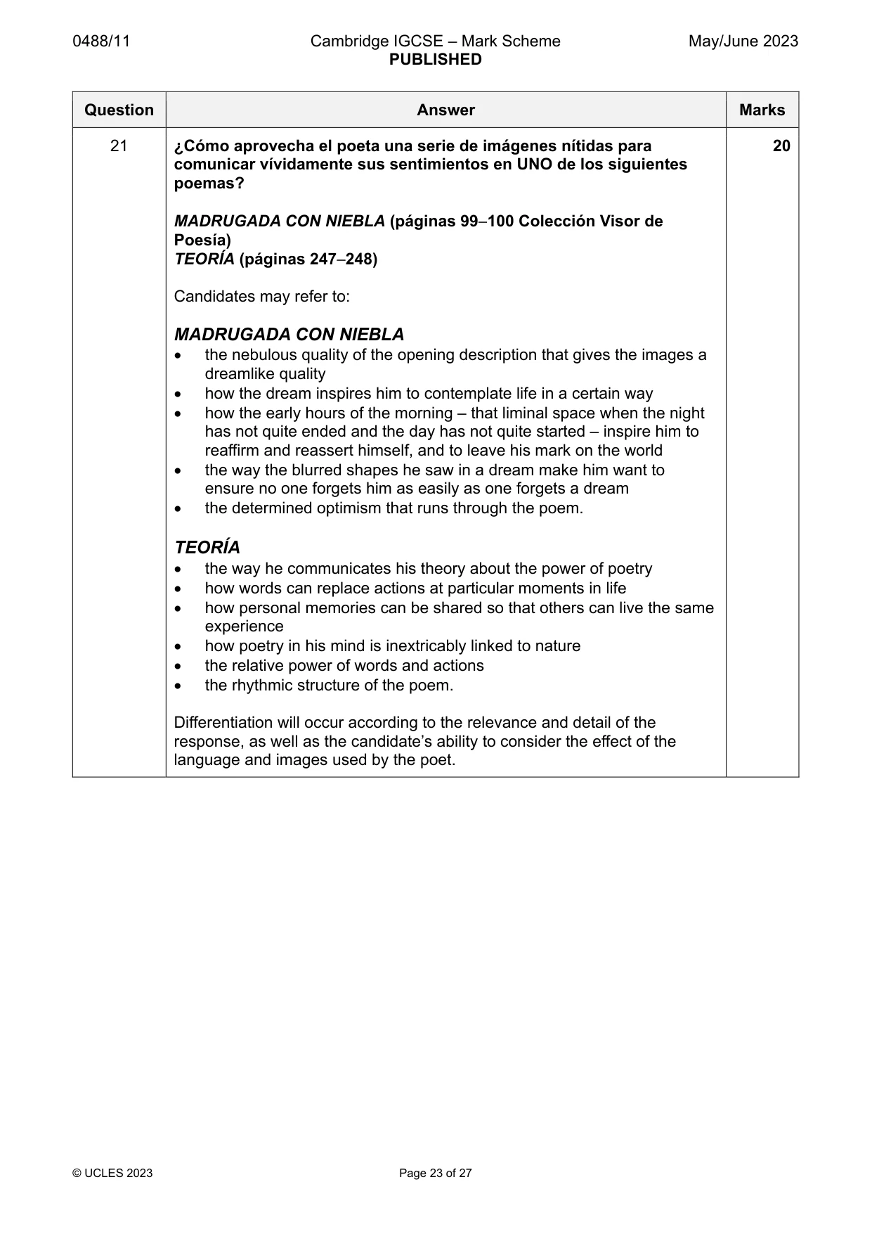 Mark scheme, page 23 of 27