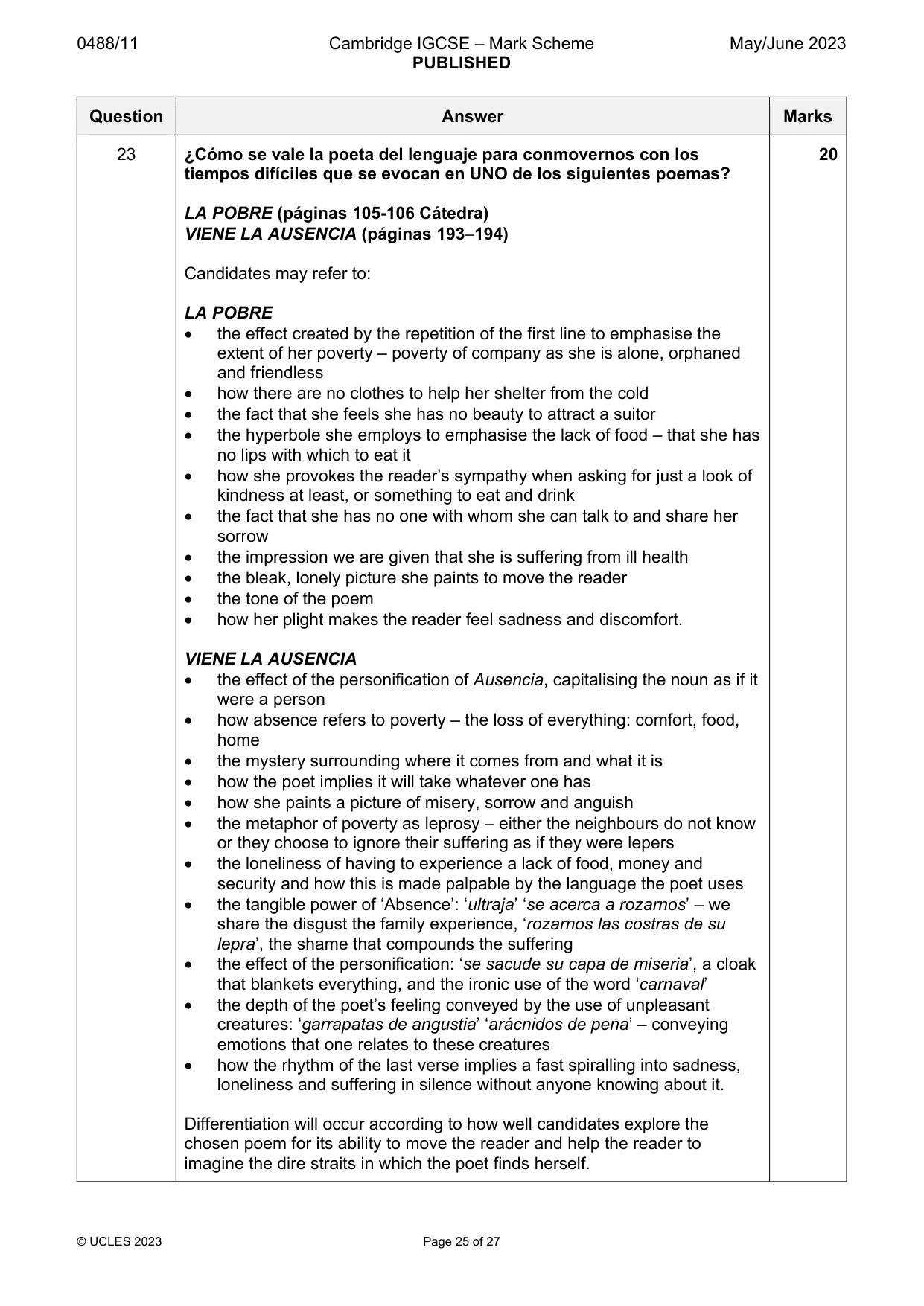 Mark scheme, page 25 of 27