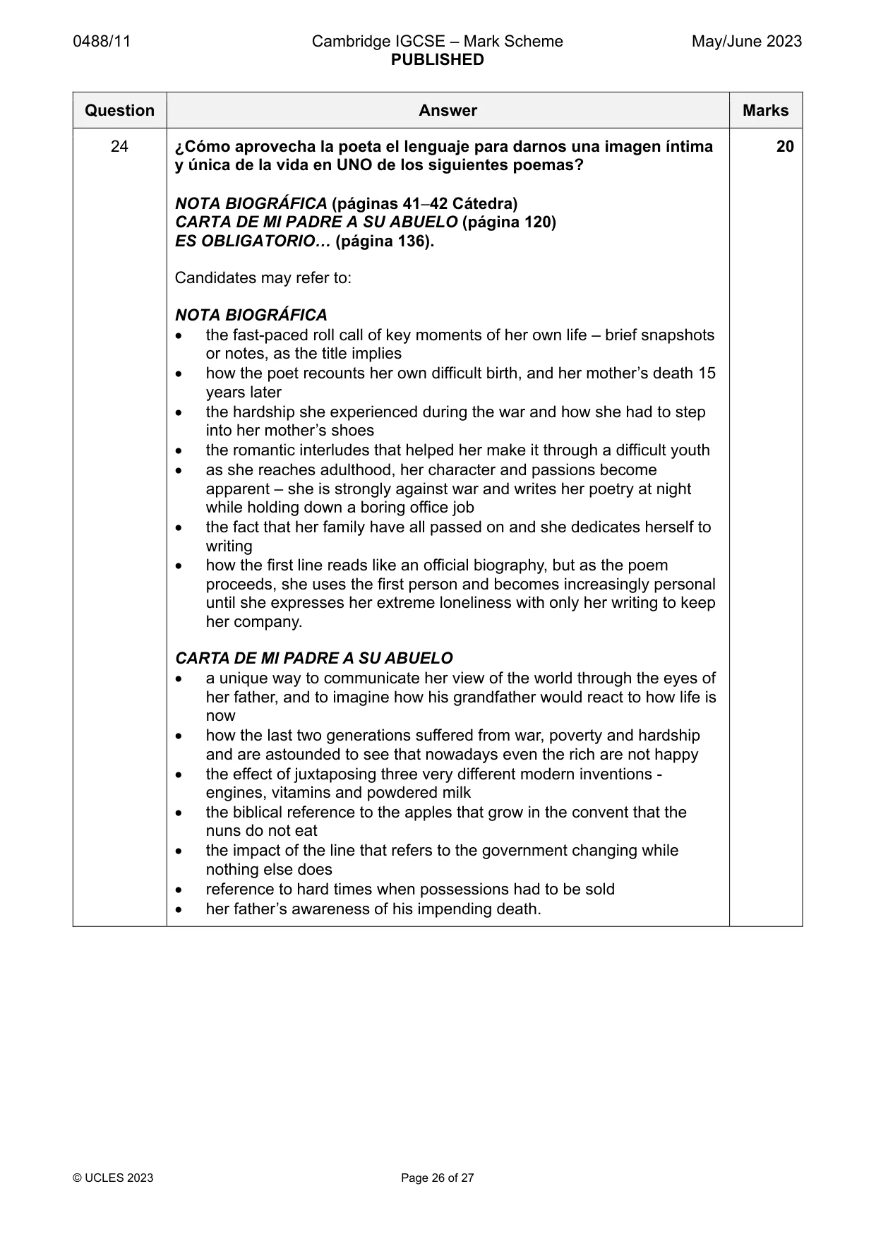 Mark scheme, page 26 of 27