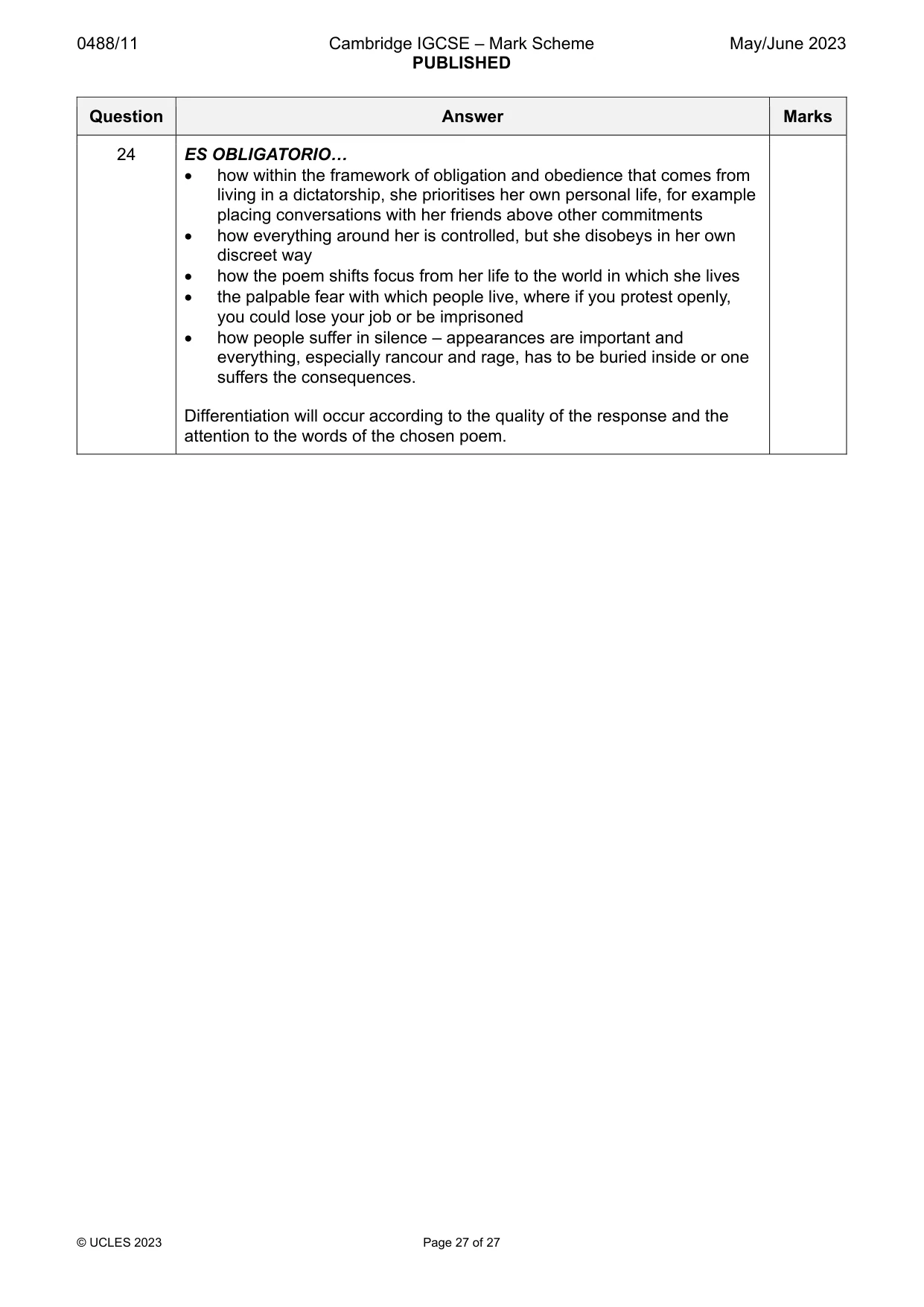 Mark scheme, page 27 of 27